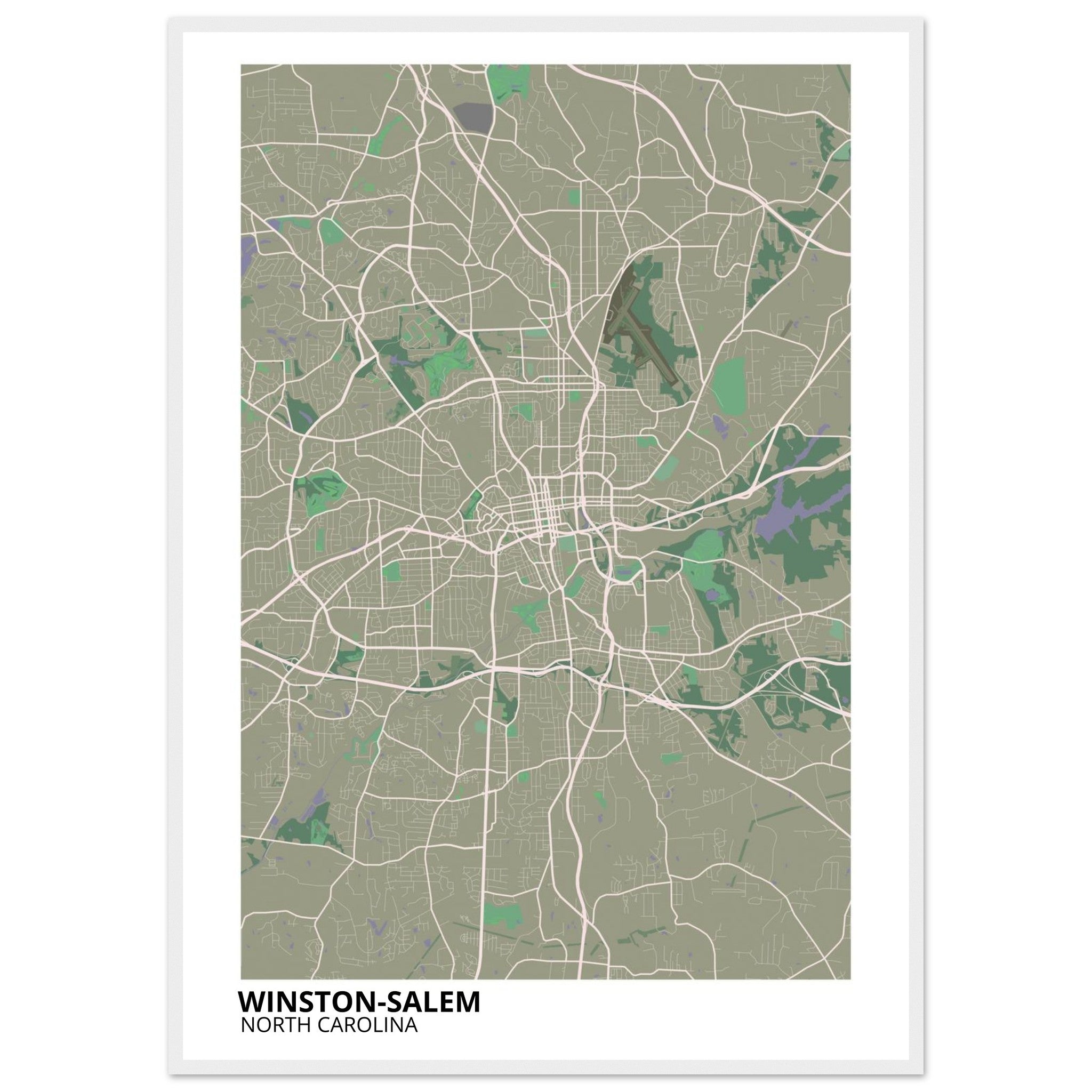 Winston - Salem North Carolina City Map Poster | Custom Map Art Print - Ink And Atlas