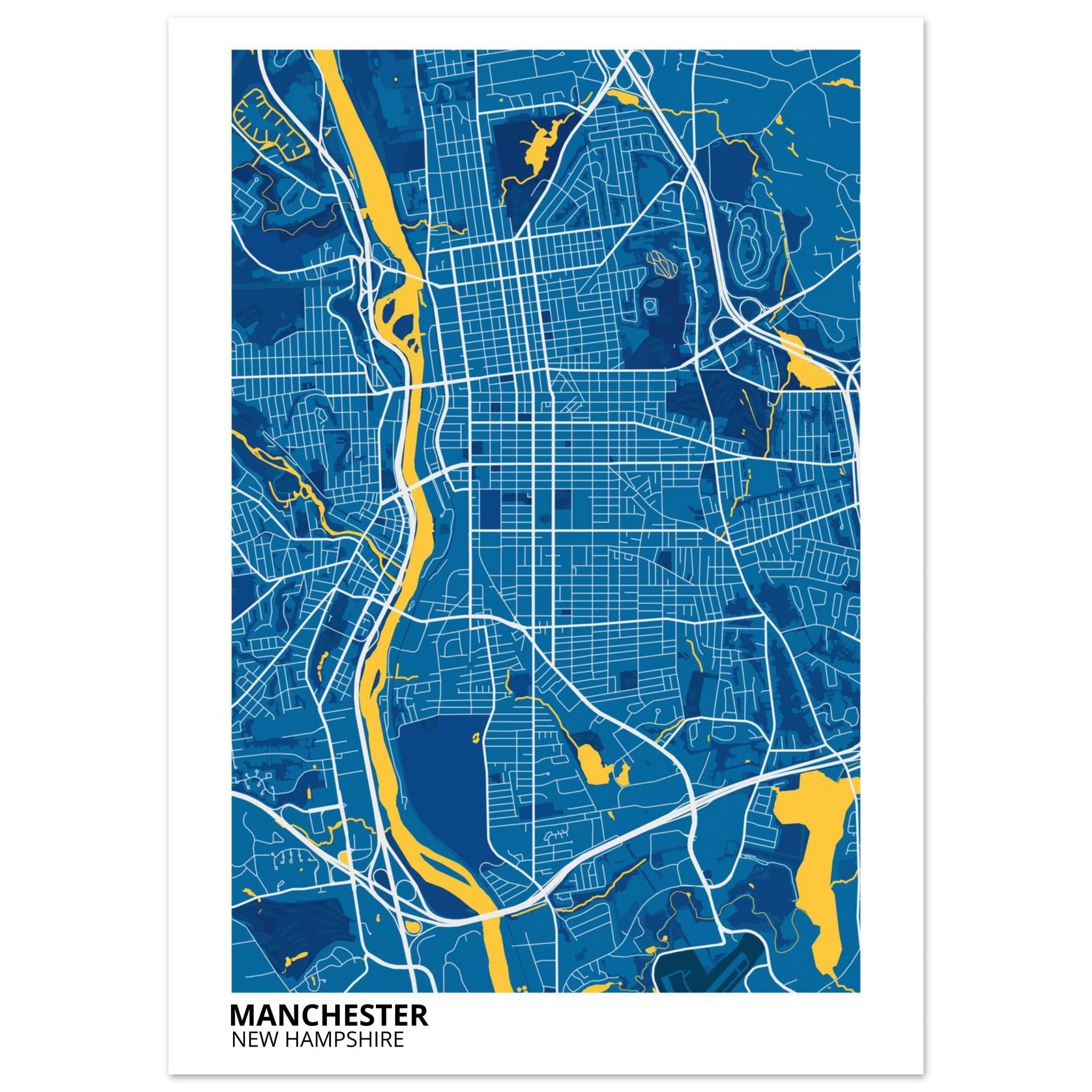 Manchester New Hampshire City Map Poster | Custom Map Art Print - Ink And Atlas
