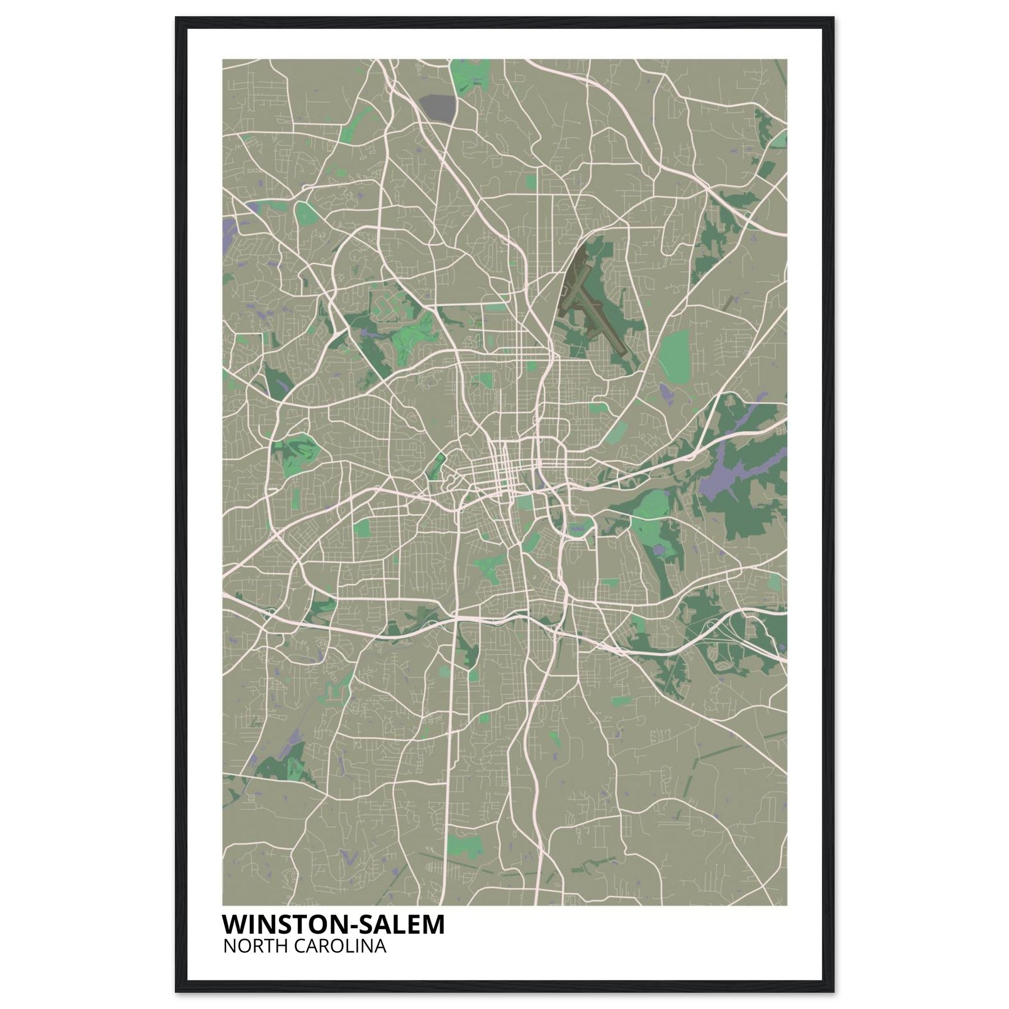 Winston - Salem North Carolina City Map Poster | Custom Map Art Print - Ink And Atlas