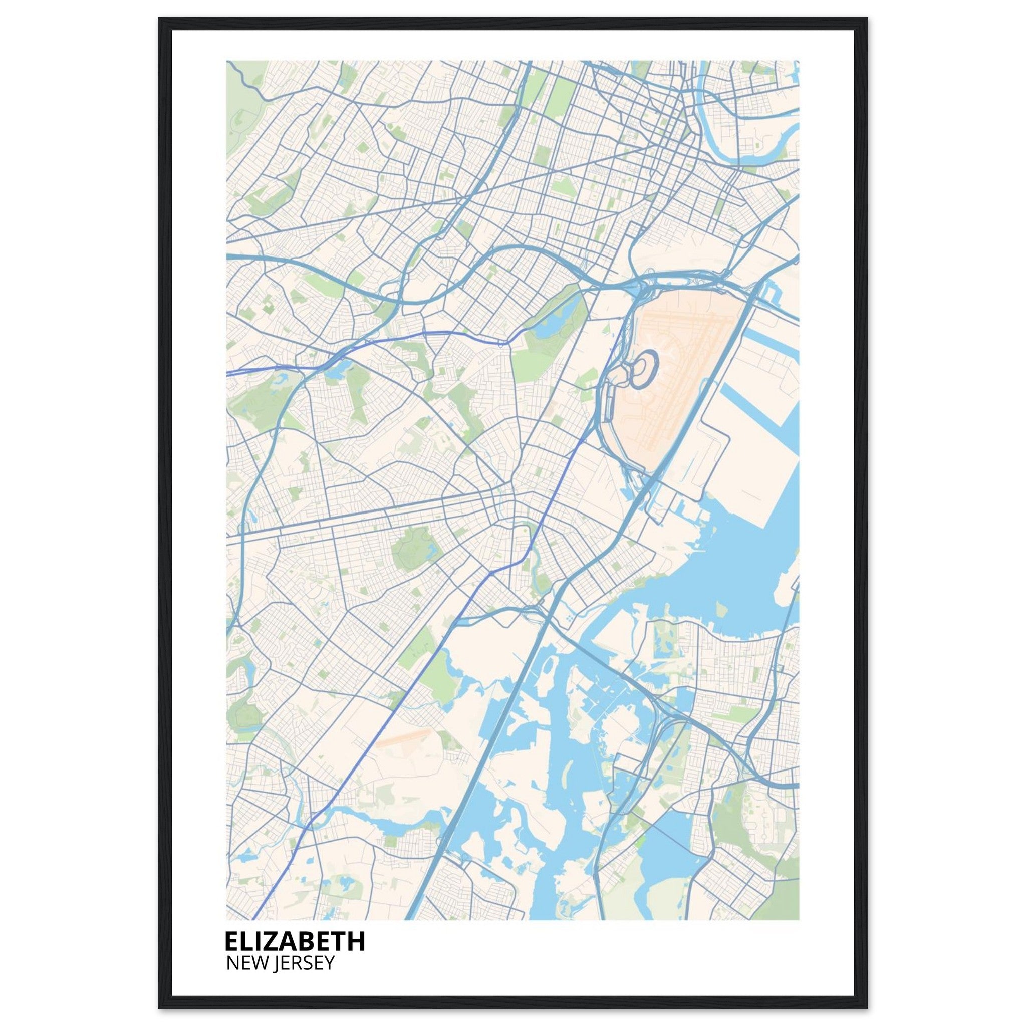 Elizabeth New Jersey City Map Poster | Custom Map Art Print - Ink And Atlas