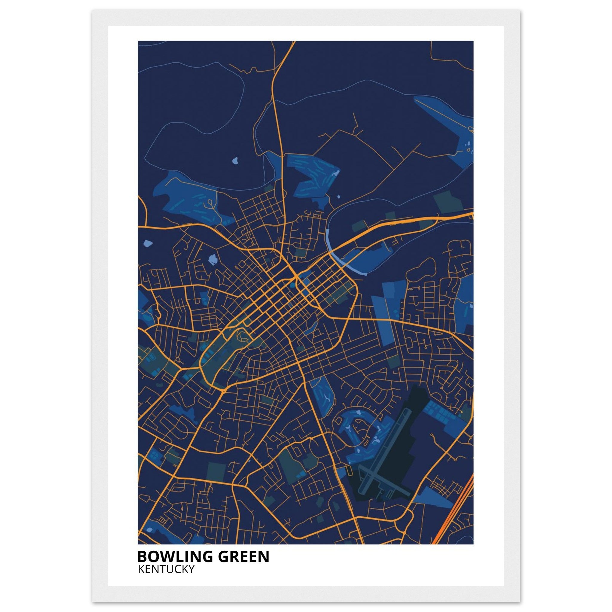 Bowling Green Kentucky City Map Poster | Custom Map Art Print - Ink And Atlas
