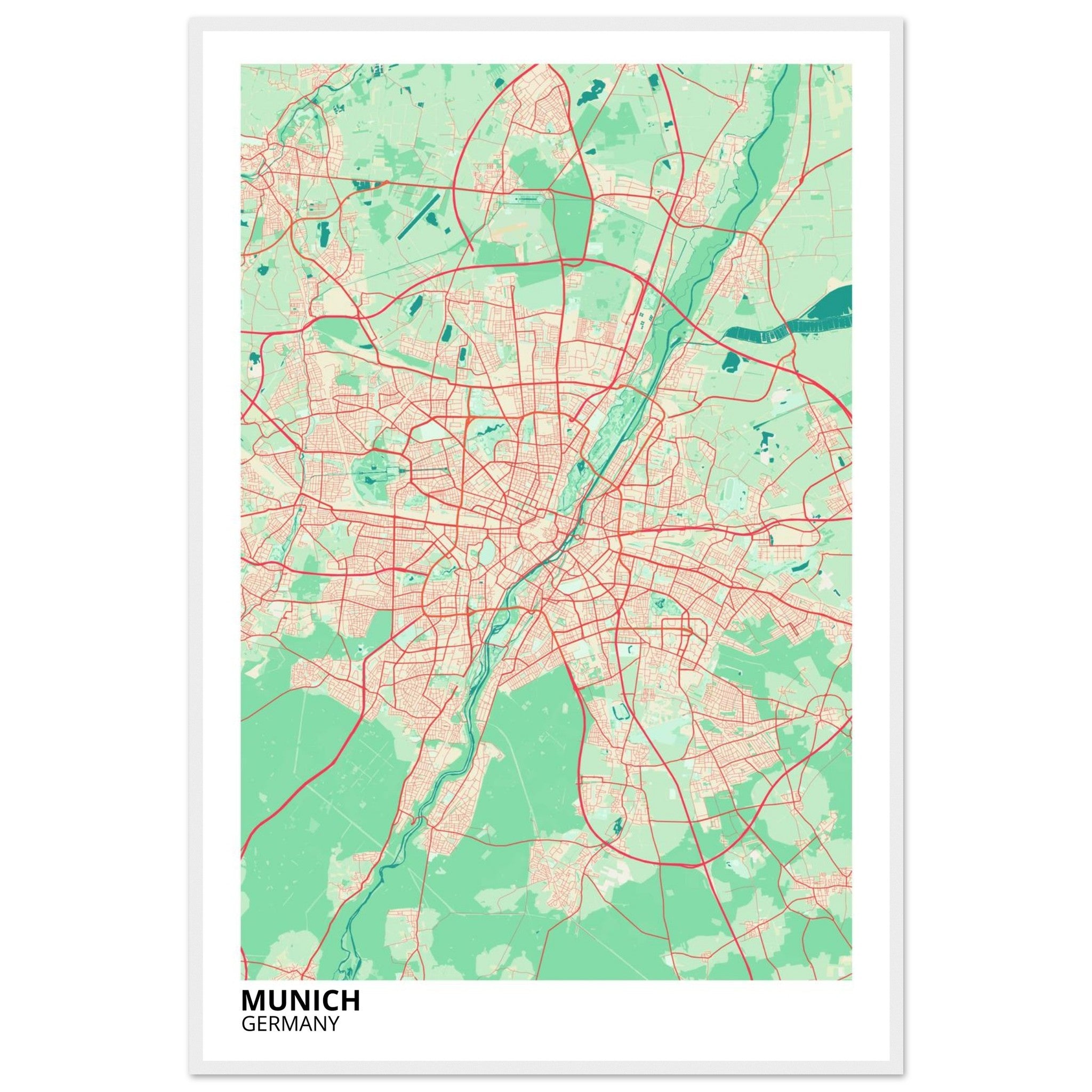 Munich Germany City Map Poster | Custom Map Art Print - Ink And Atlas