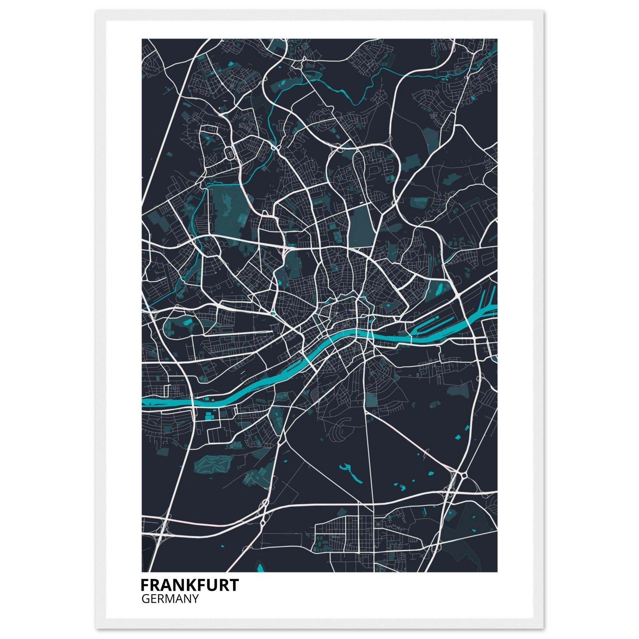 Frankfurt Germany City Map Poster | Custom Map Art Print - Ink And Atlas
