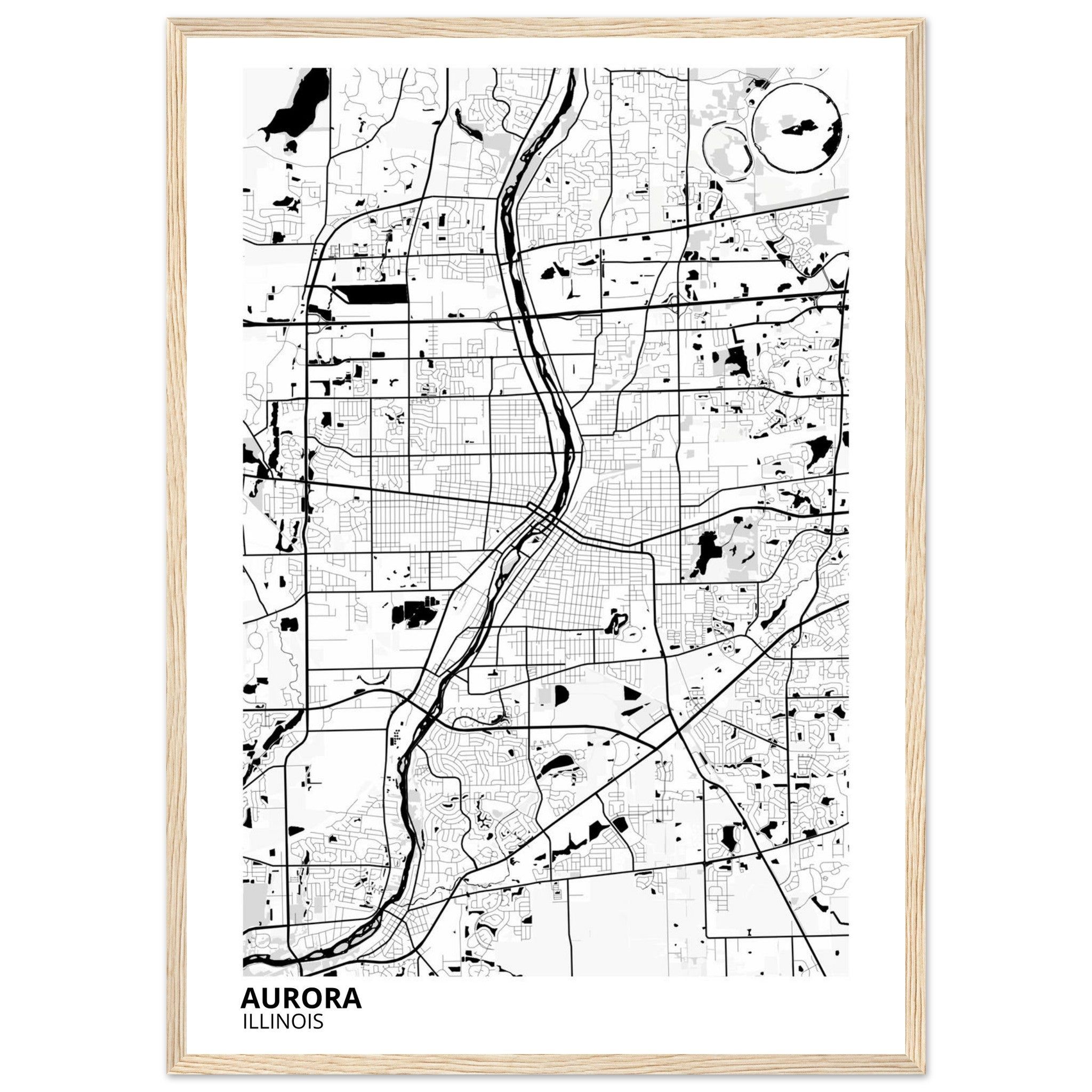 Aurora Illinois City Map Poster | Custom Map Art Print - Ink And Atlas