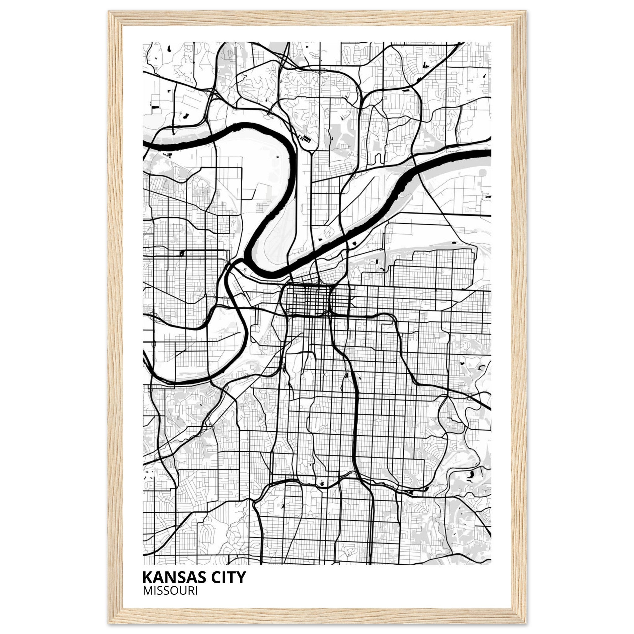 kansas city map poster print