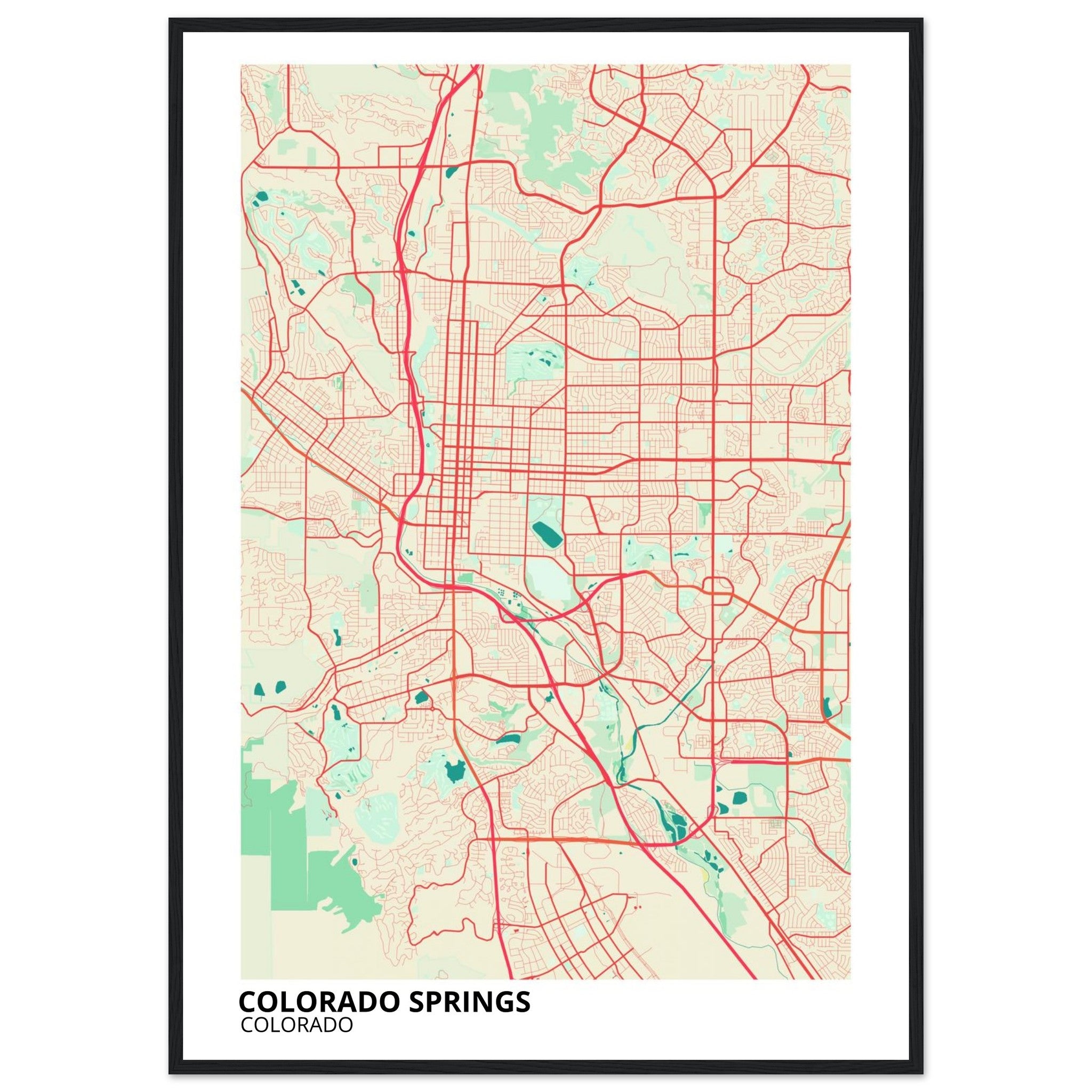 colorado springs map poster print