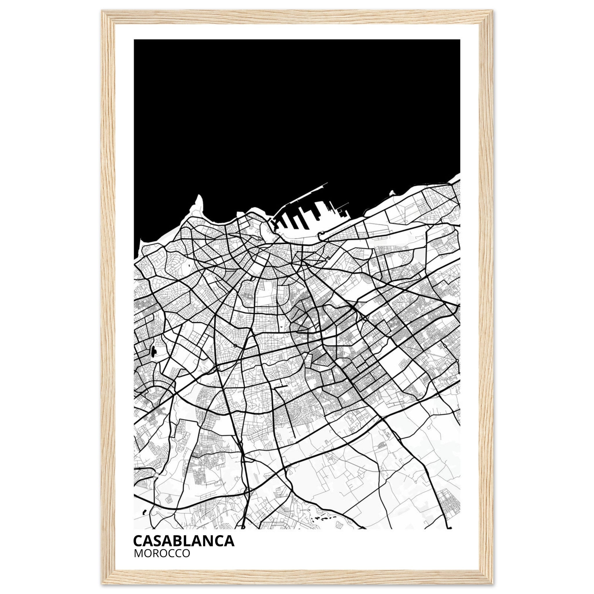 Casablanca Morocco City Map Poster | Custom Map Art Print - Ink And Atlas