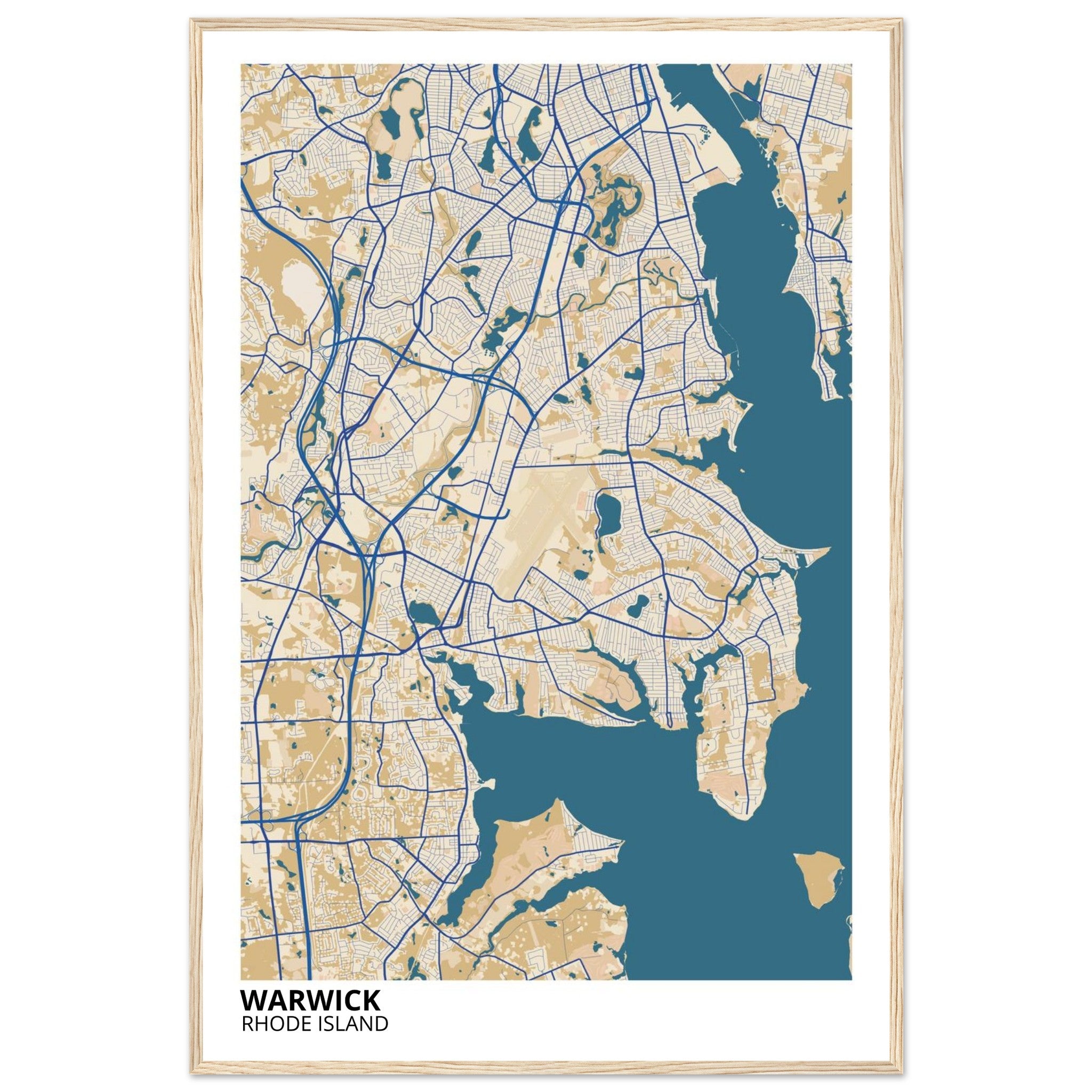 Warwick Rhode Island City Map Poster | Custom Map Art Print - Ink And Atlas