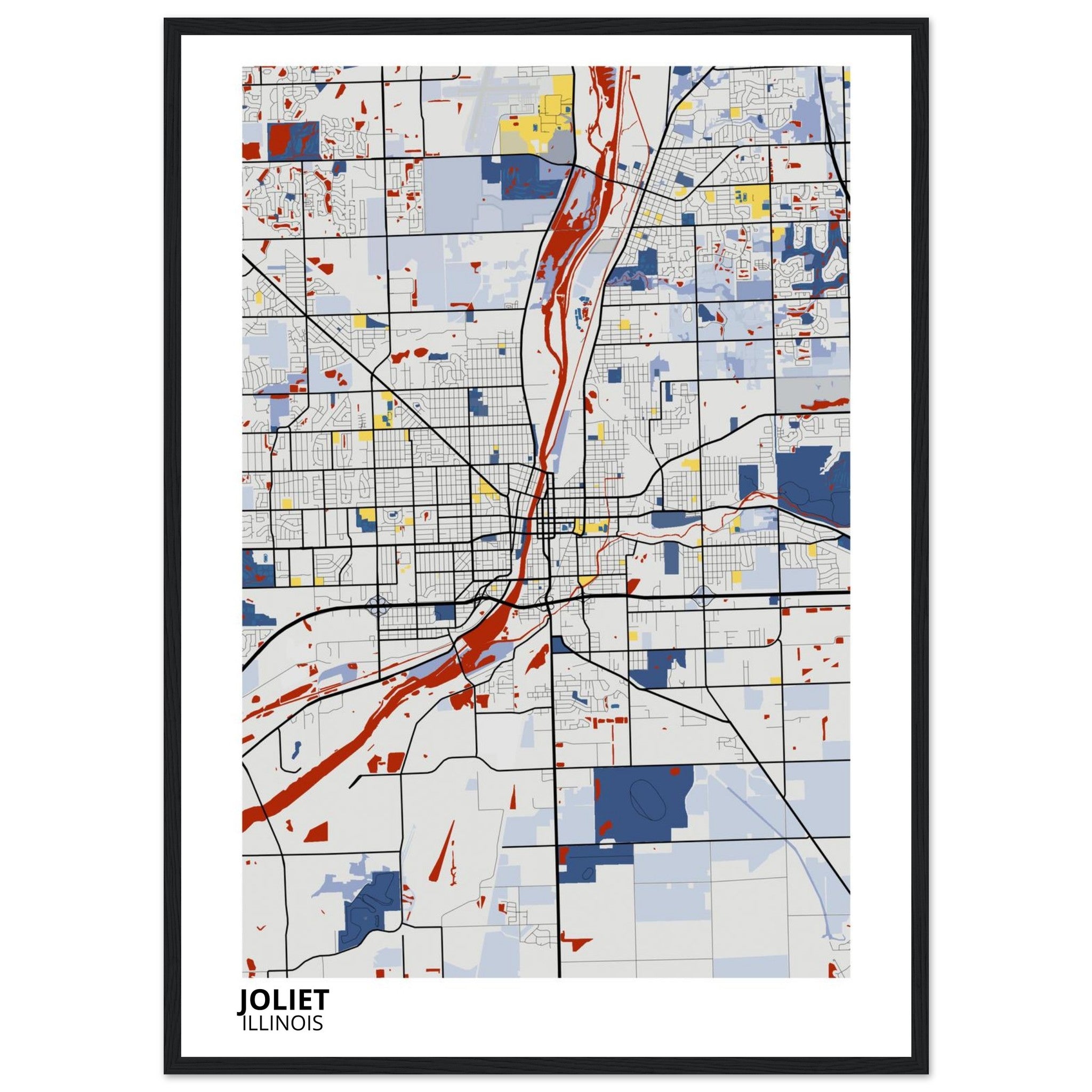 joliet illinois map poster print