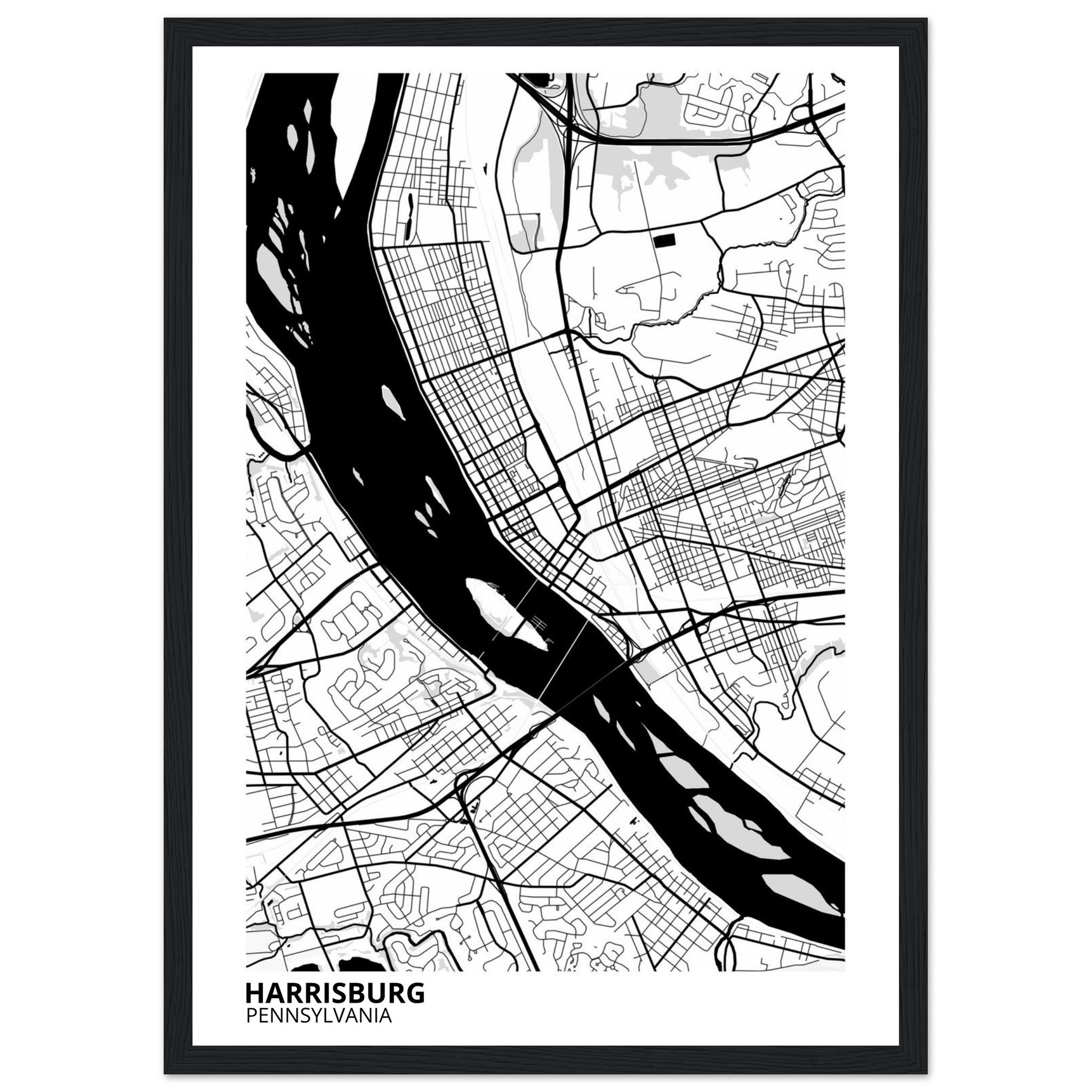 harrisburg map poster print