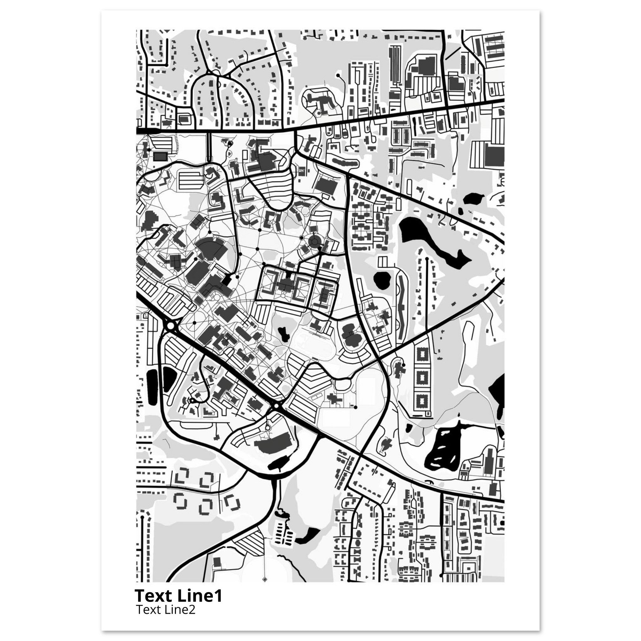 Kent State University at Kent Ohio Campus Map Poster | Graduation Gift - Ink And Atlas