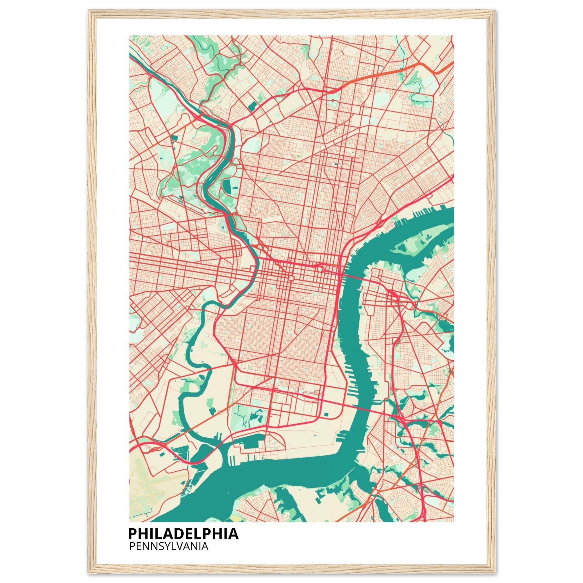 philadelphia map poster print