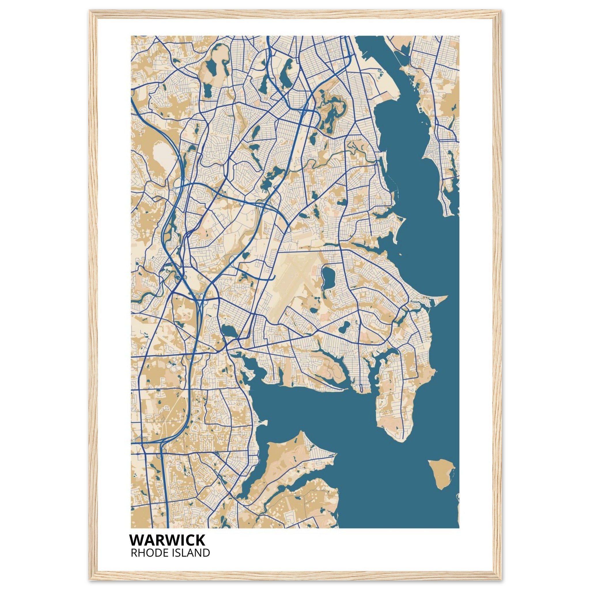 Warwick Rhode Island City Map Poster | Custom Map Art Print - Ink And Atlas