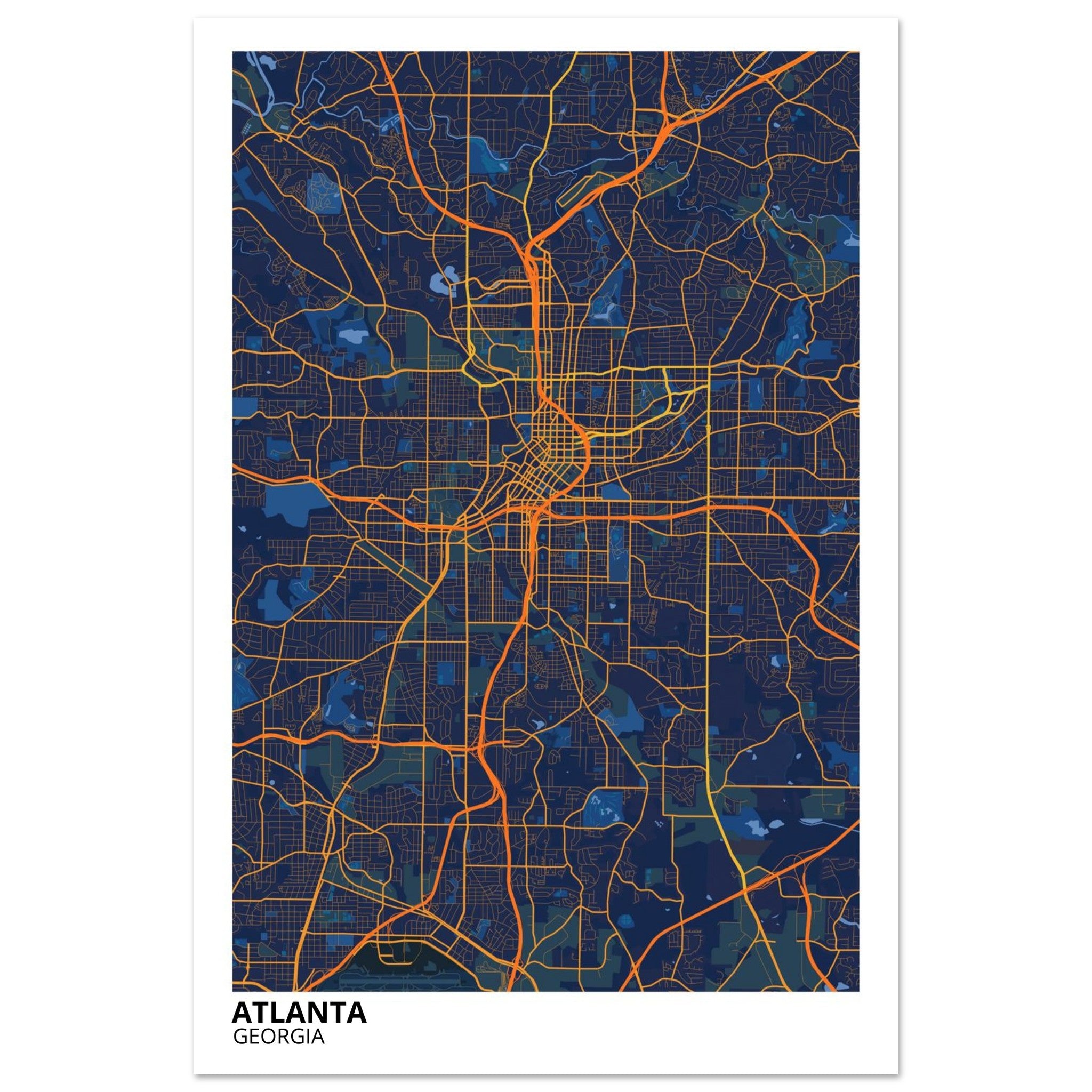 atlanta map poster print