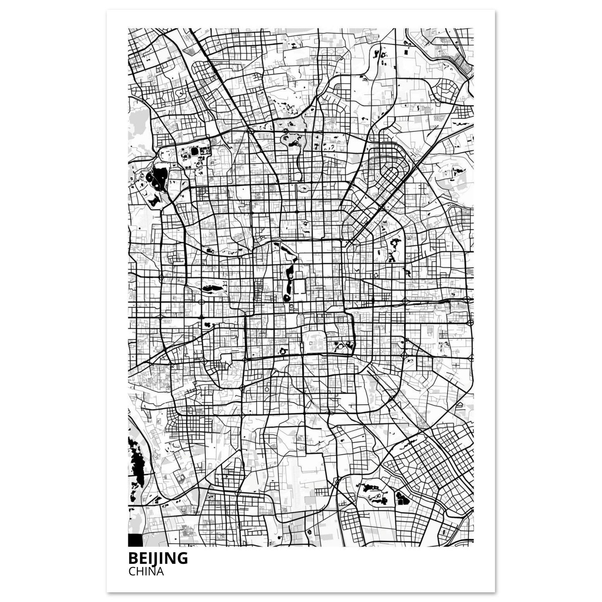 beijing china map poster print