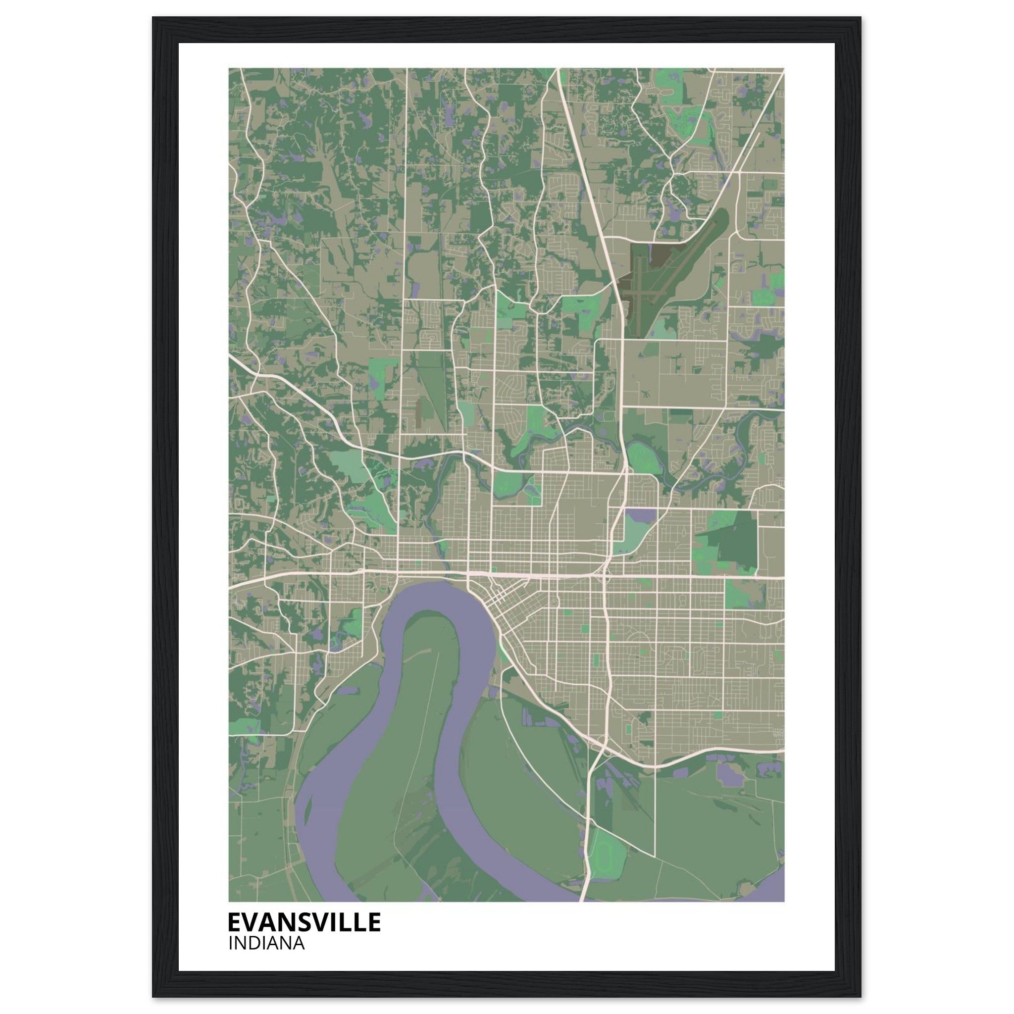 Evansville Indiana City Map Poster | Custom Map Art Print - Ink And Atlas