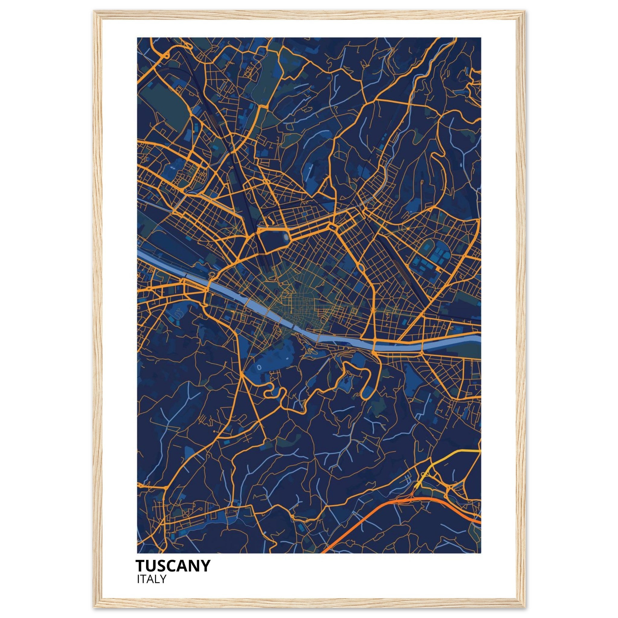 tuscany italy map poster print