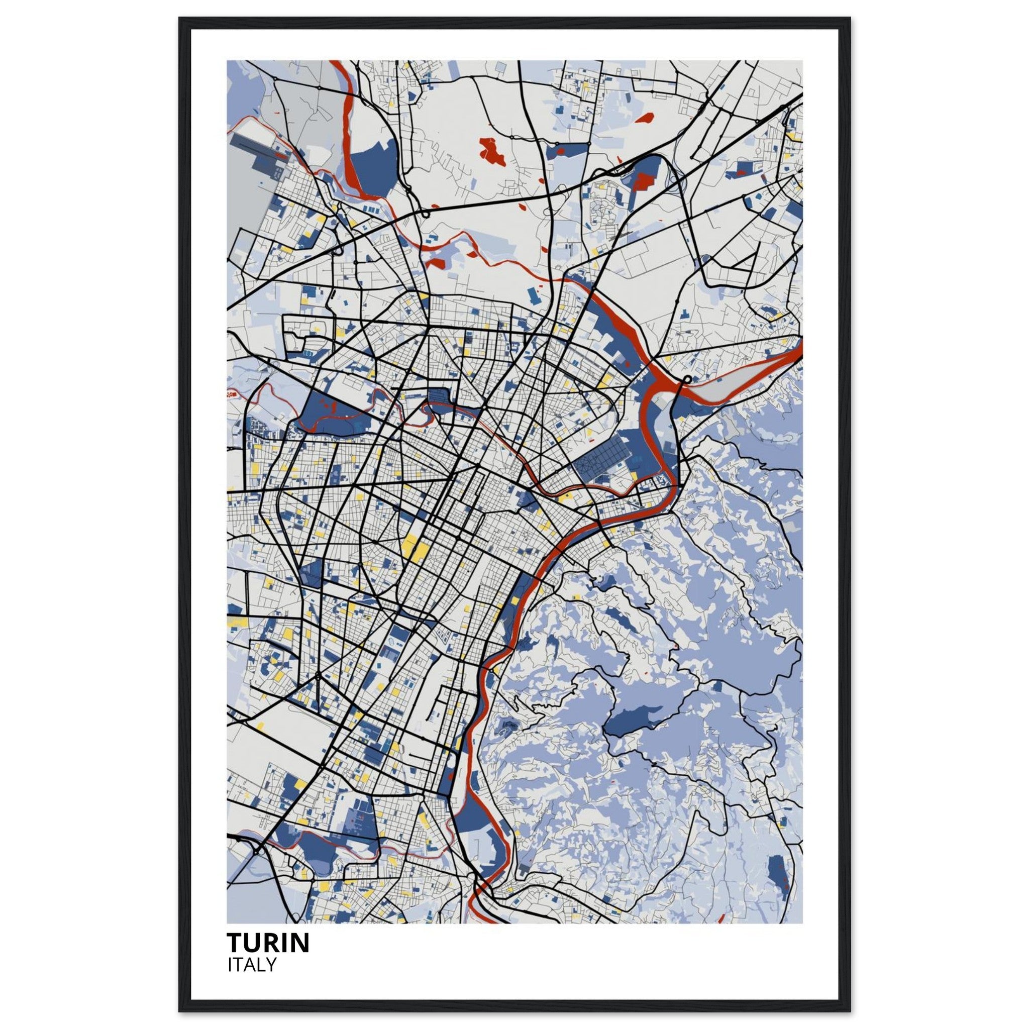 Turin Italy City Map Poster | Custom Map Art Print - Ink And Atlas