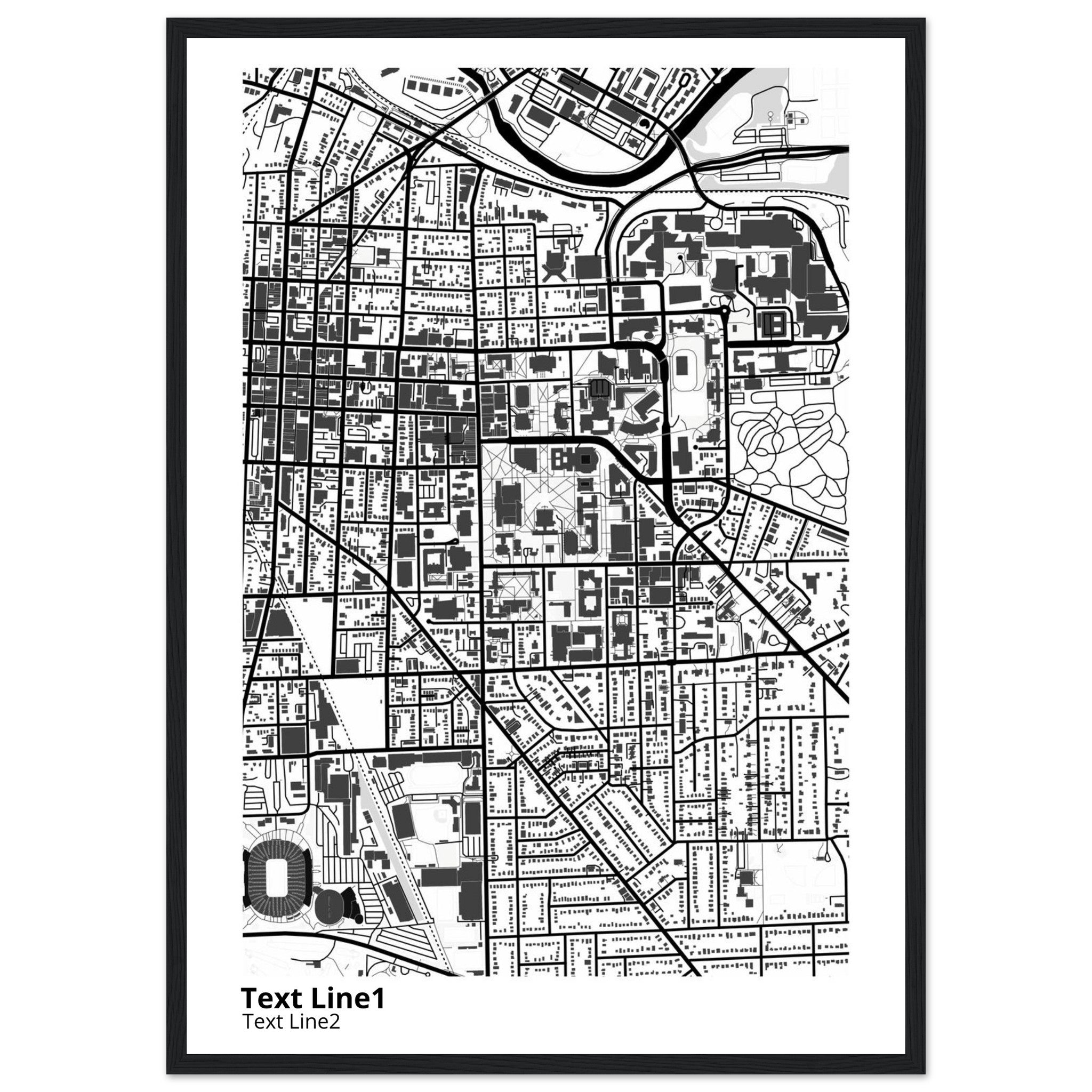 university of michigan ann arbor campus map poster
