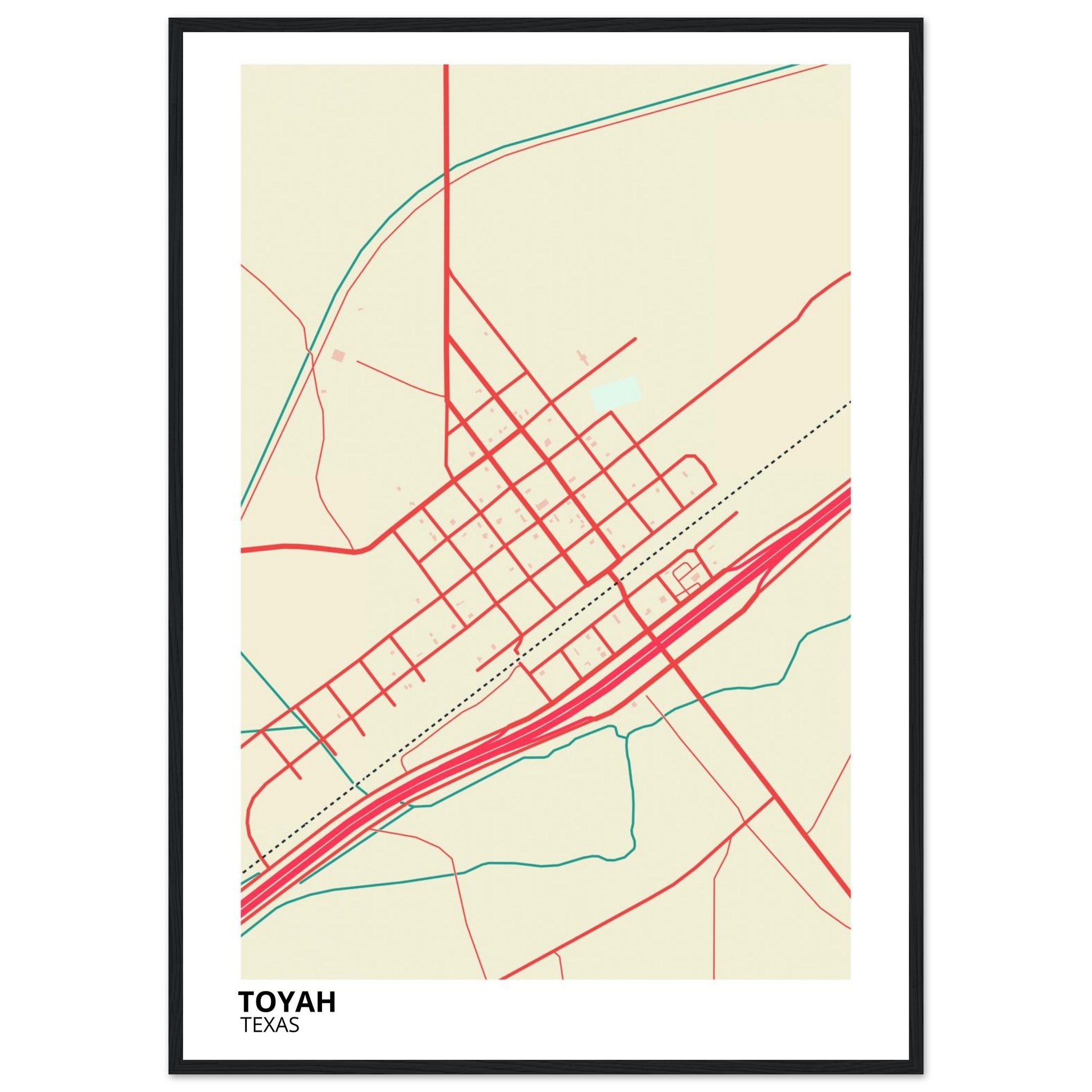 Toyah Texas City Map Poster | Custom Map Art Print - Ink And Atlas