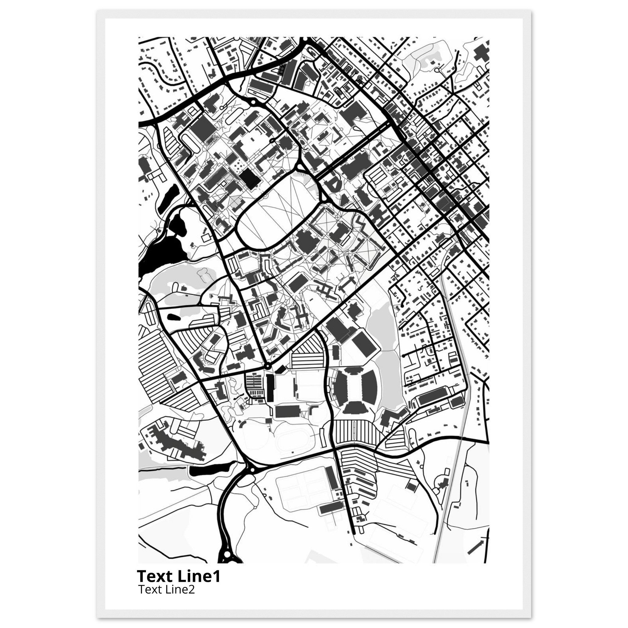 Virginia Tech Campus Map Poster | Graduation Gift - Ink And Atlas