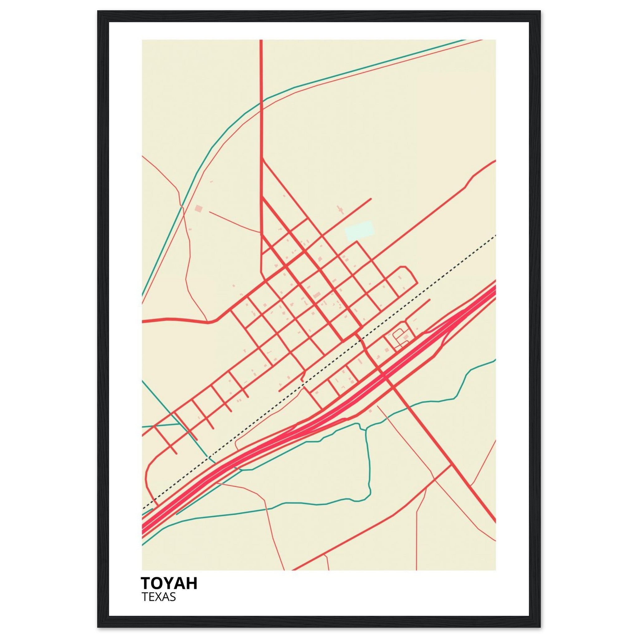 Toyah Texas City Map Poster | Custom Map Art Print - Ink And Atlas