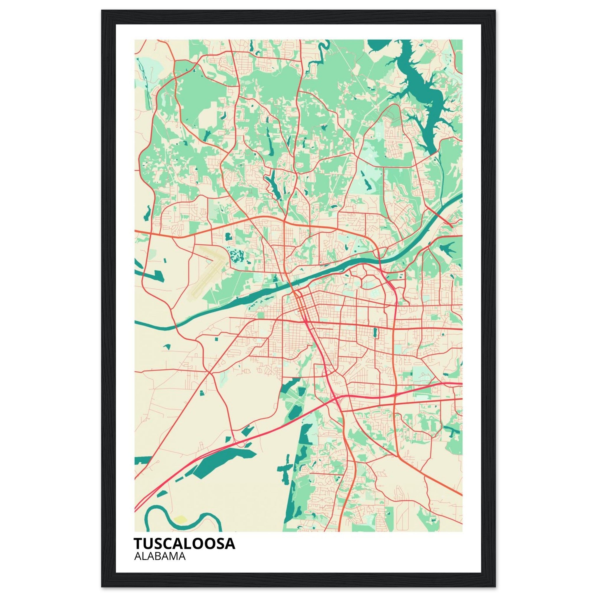 Tuscaloosa Alabama City Map Poster | Custom Map Art Print - Ink And Atlas