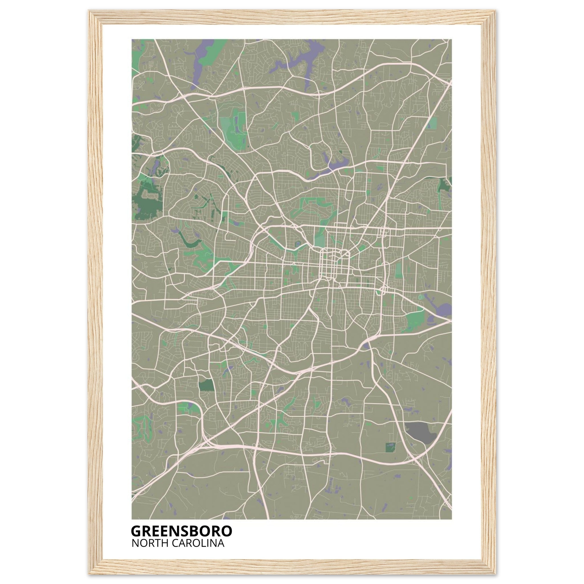 Greensboro North Carolina City Map Poster | Custom Map Art Print - Ink And Atlas
