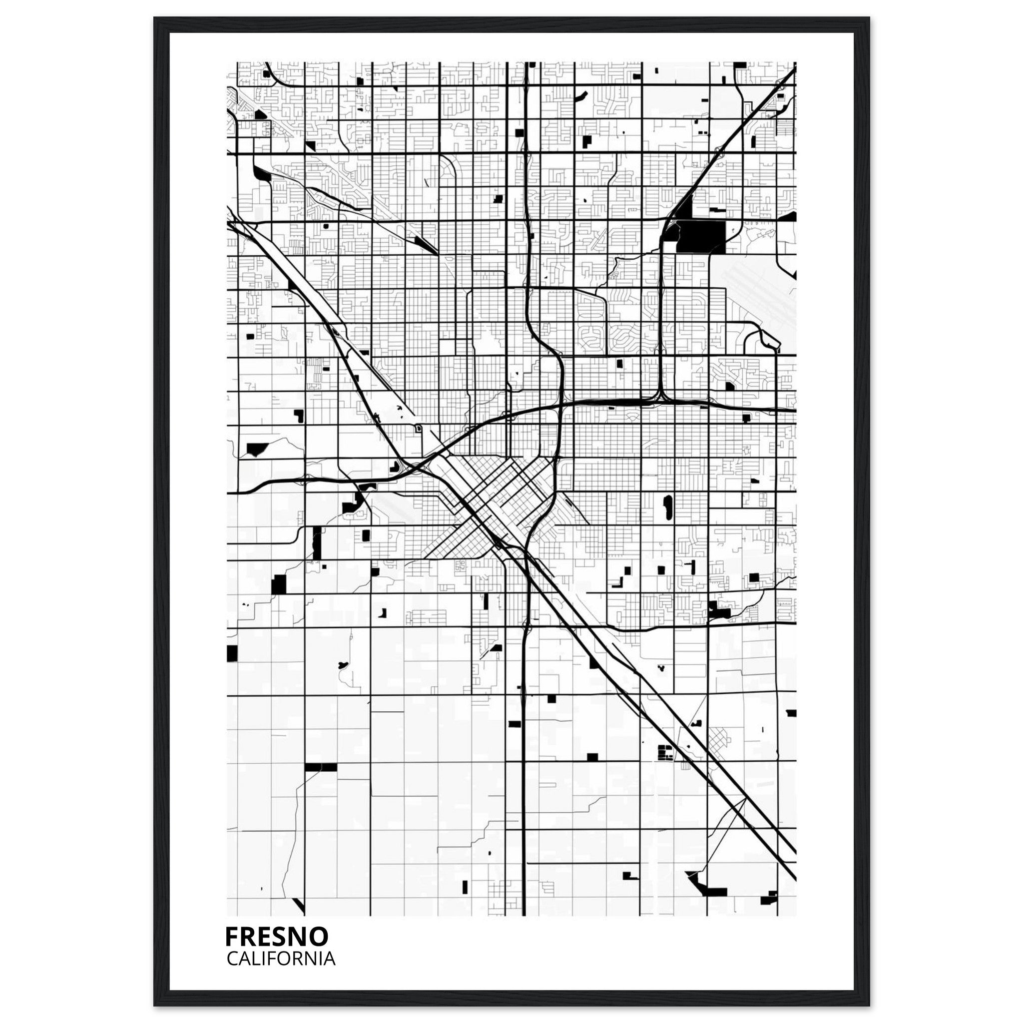 fresno map poster print