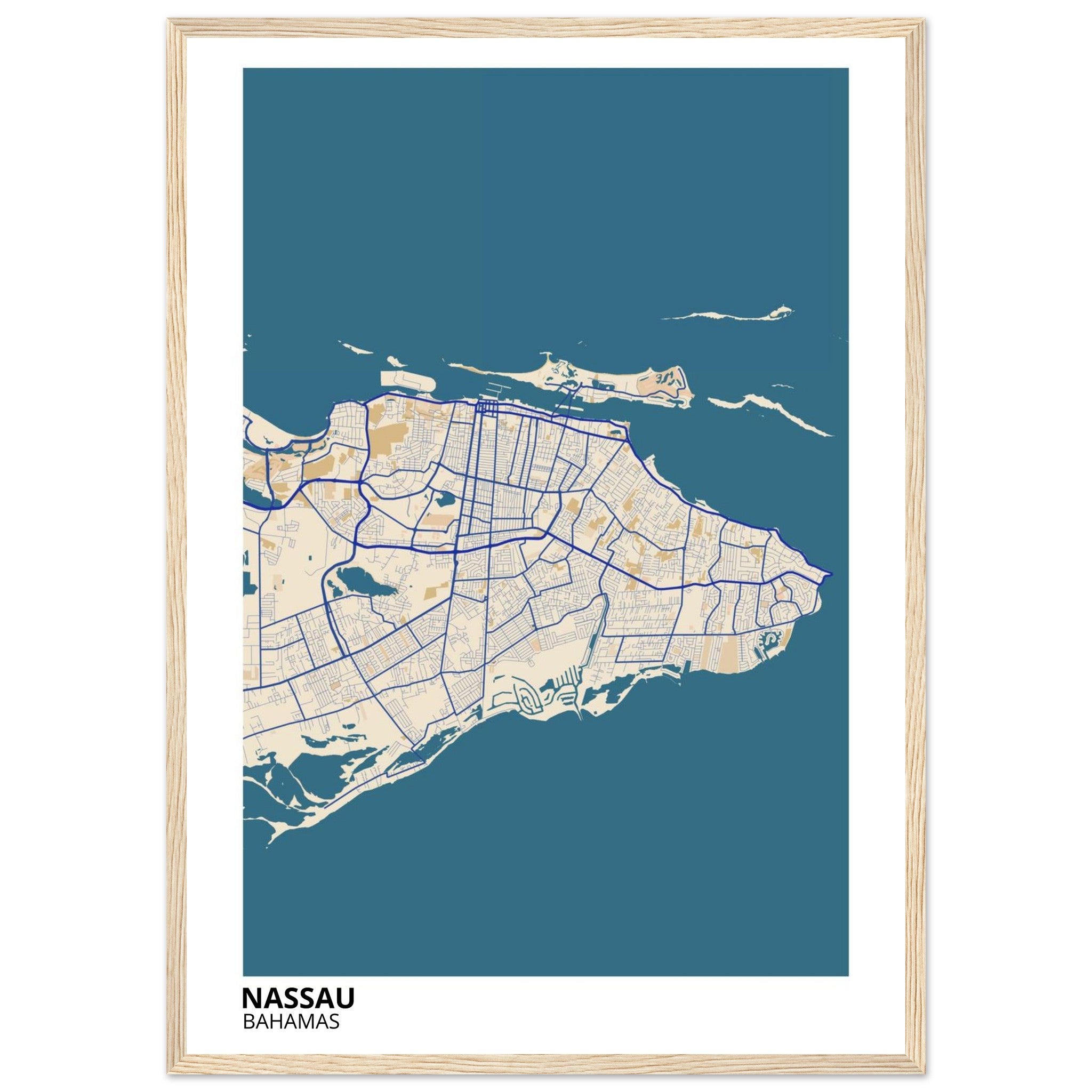 Nassau Bahamas City Map Poster | Custom Map Art Print - Ink And Atlas