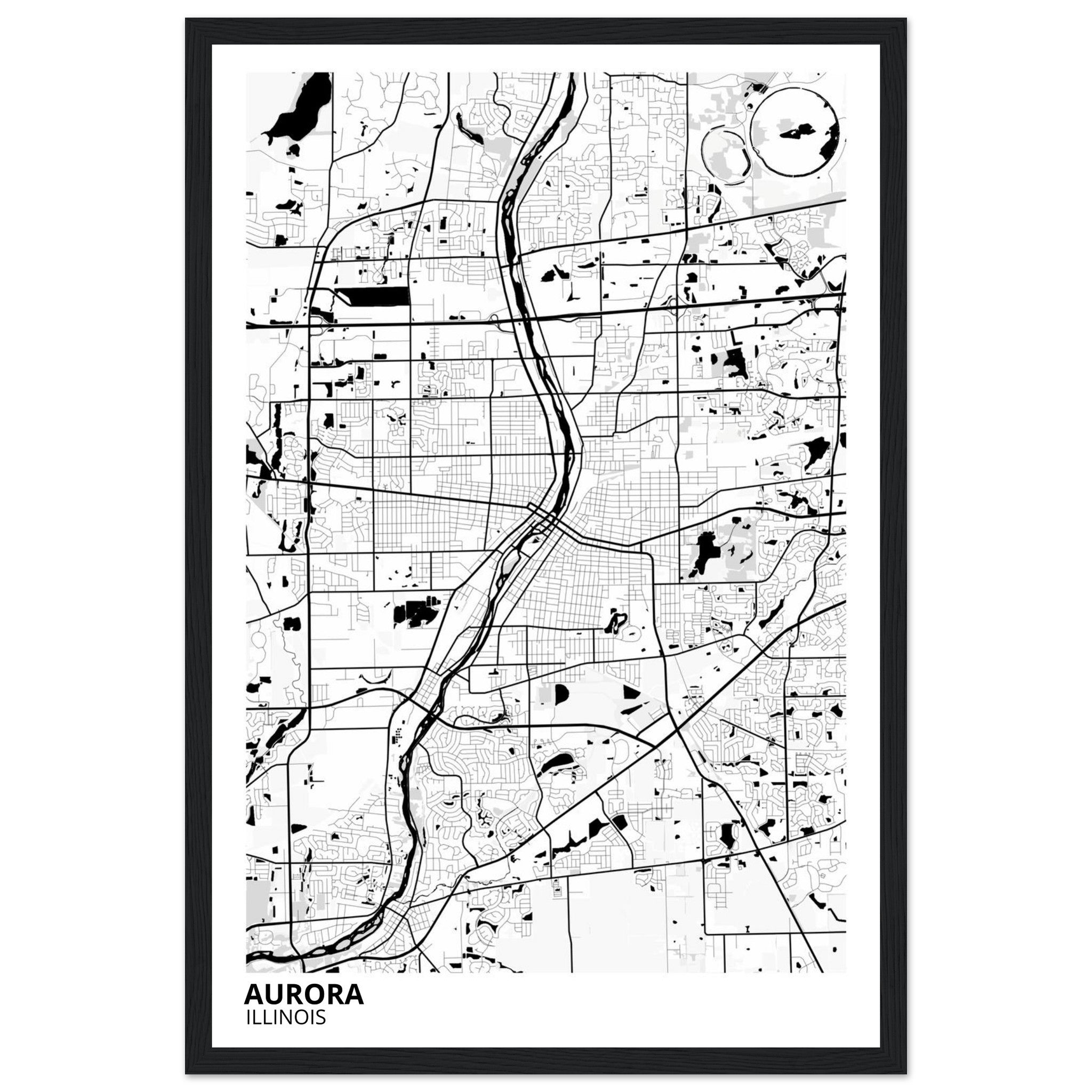 Aurora Illinois City Map Poster | Custom Map Art Print - Ink And Atlas