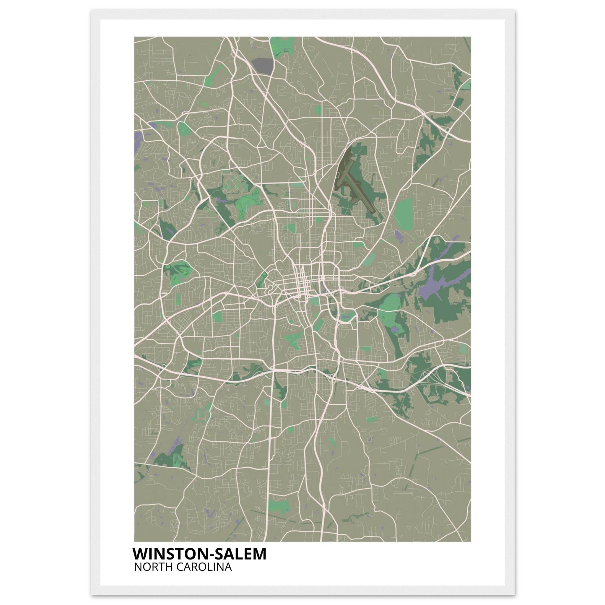 Winston - Salem North Carolina City Map Poster | Custom Map Art Print - Ink And Atlas