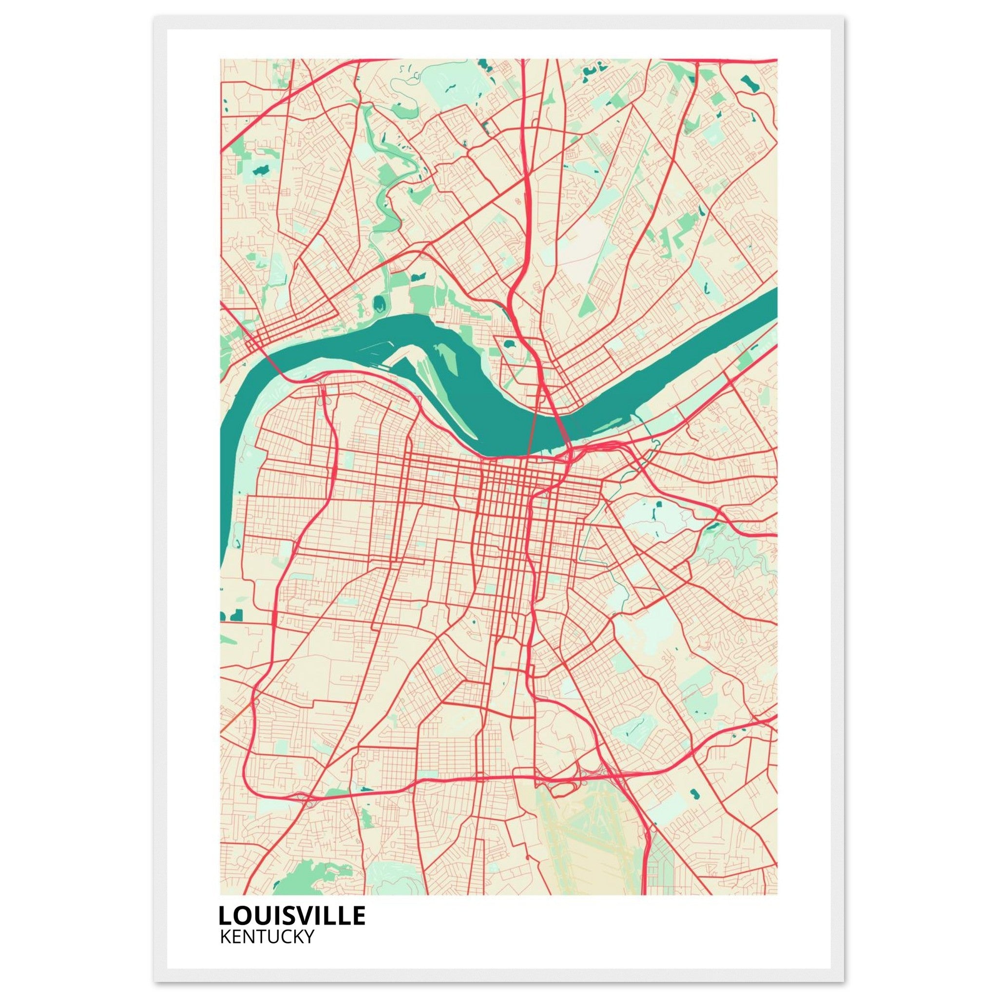 louisville map poster print