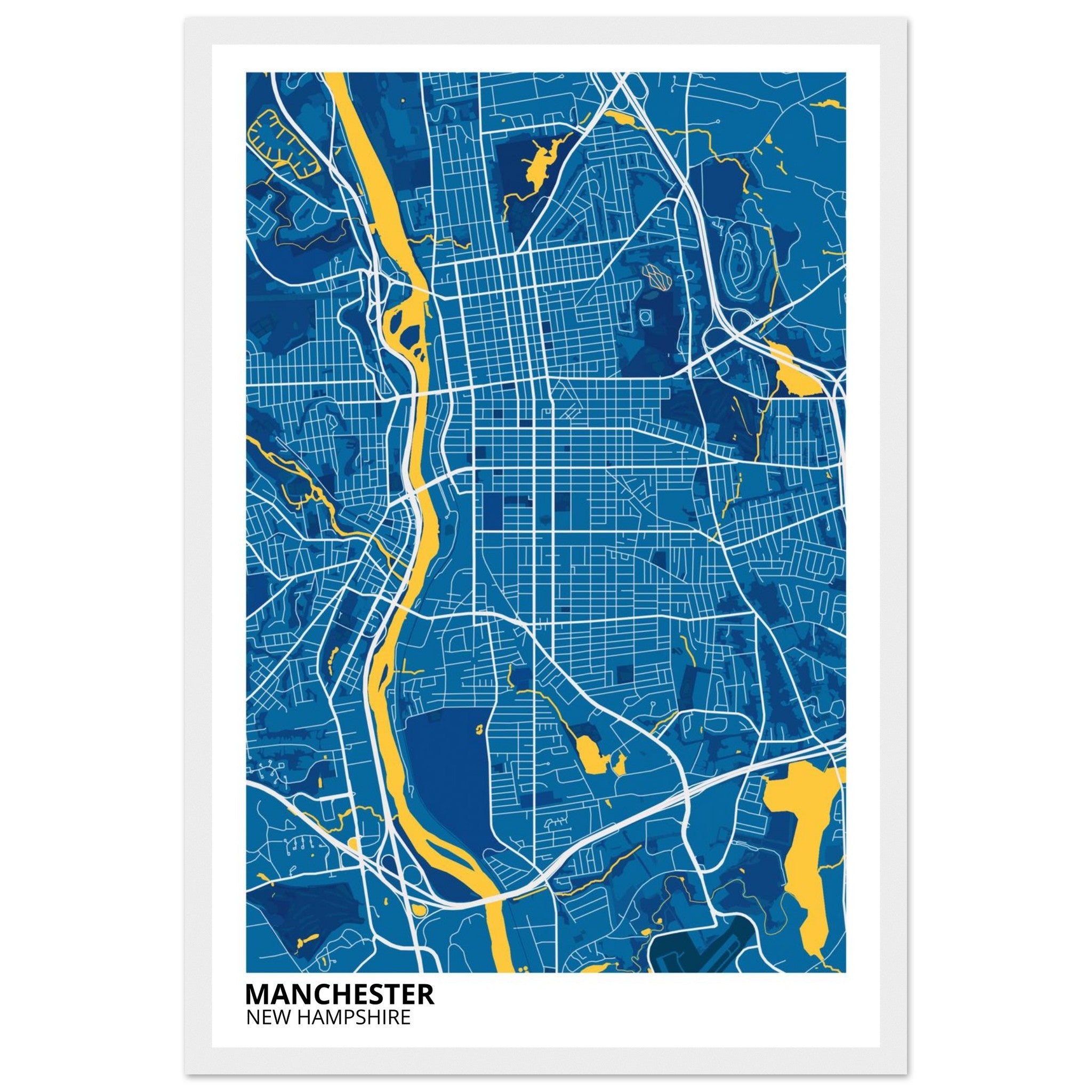 Manchester New Hampshire City Map Poster | Custom Map Art Print - Ink And Atlas