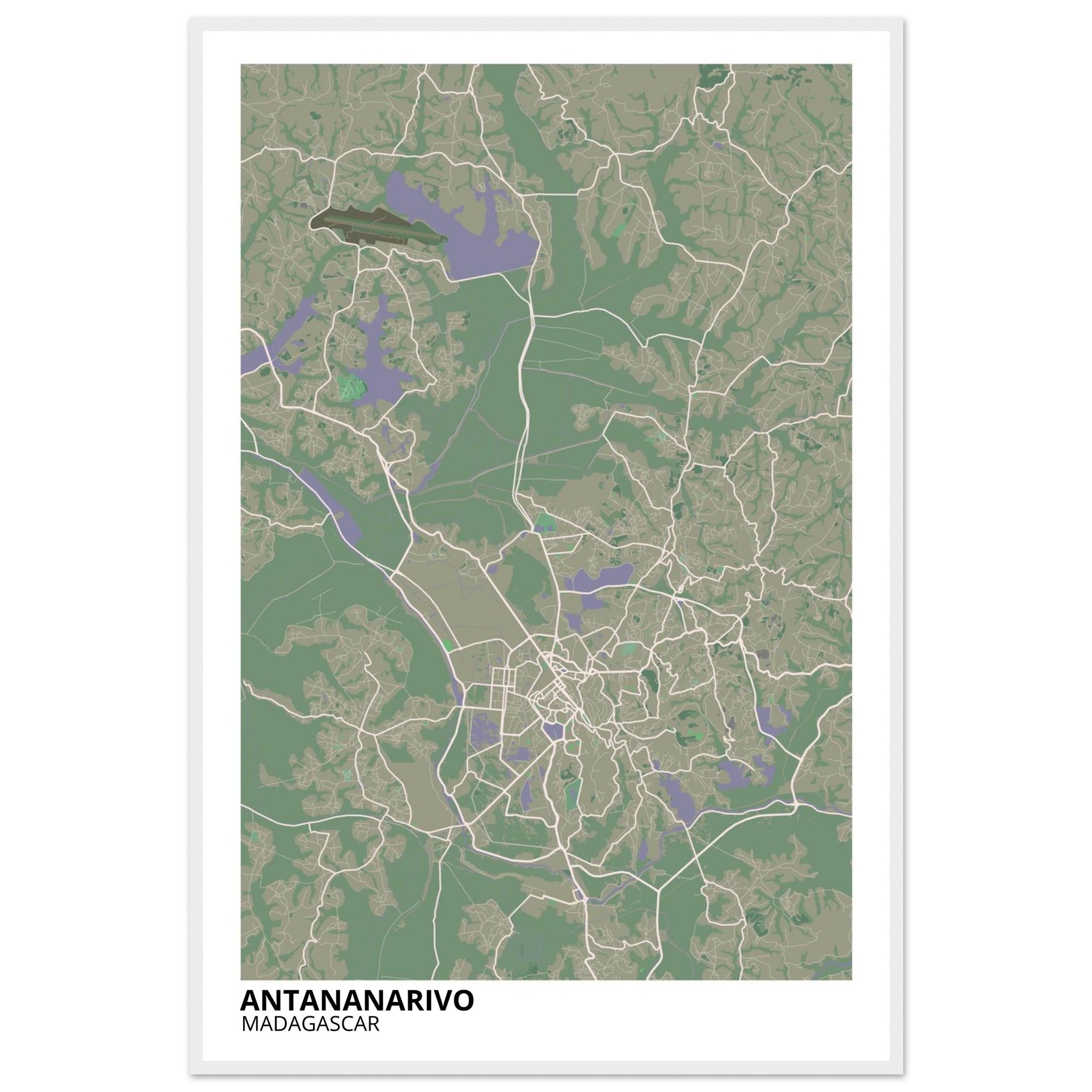 Antananarivo Madagascar City Map Poster | Custom Map Art Print - Ink And Atlas