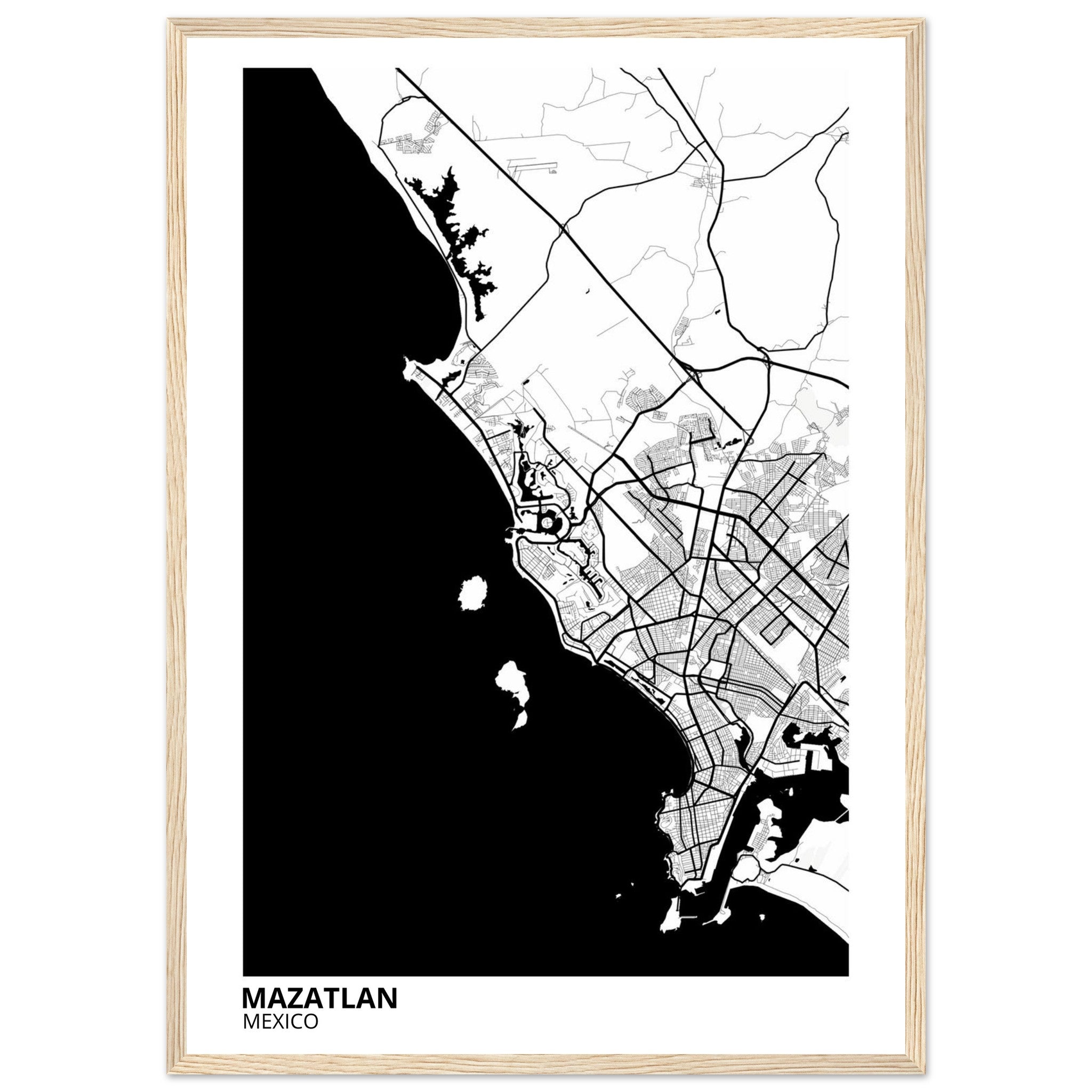 Mazatlan Mexico City Map Poster | Custom Map Art Print - Ink And Atlas