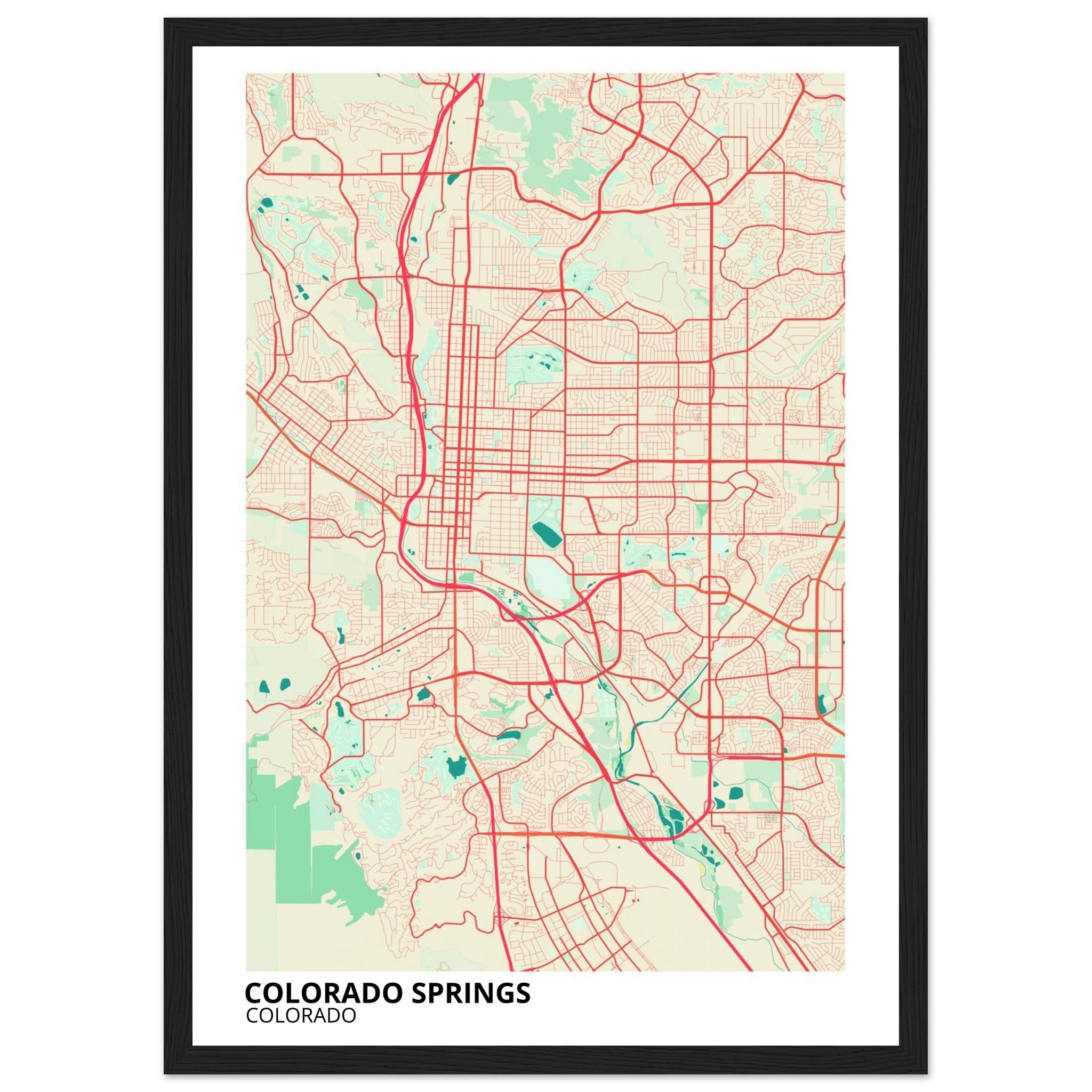 colorado springs map poster print