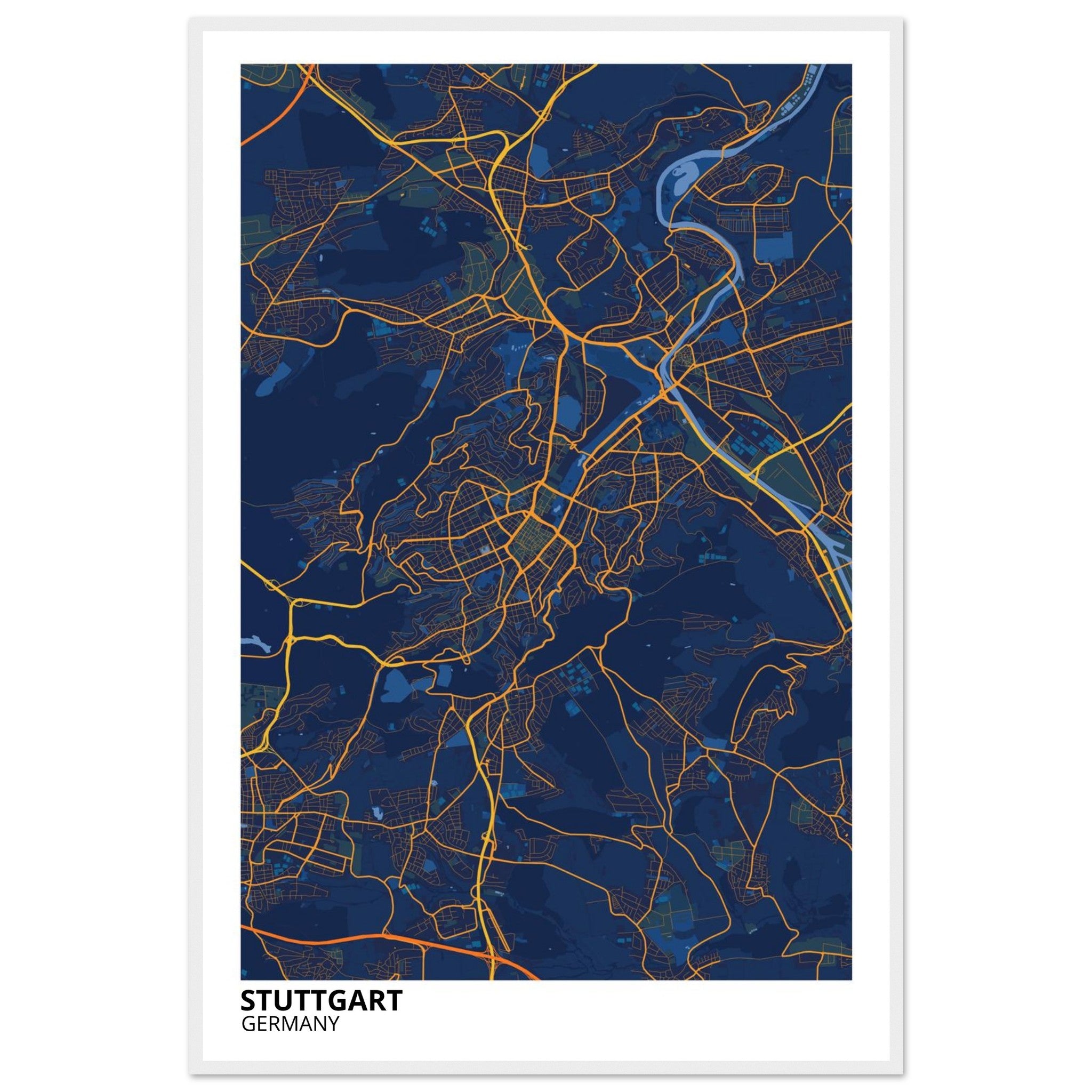 Stuttgart Germany City Map Poster | Custom Map Art Print - Ink And Atlas