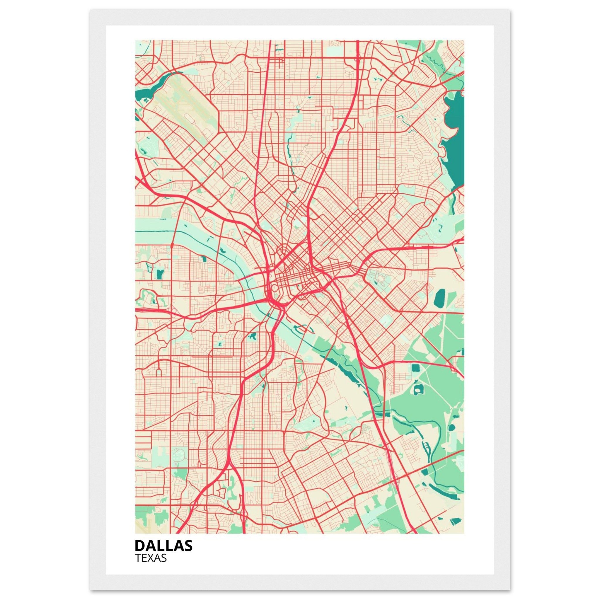 dallas map poster print