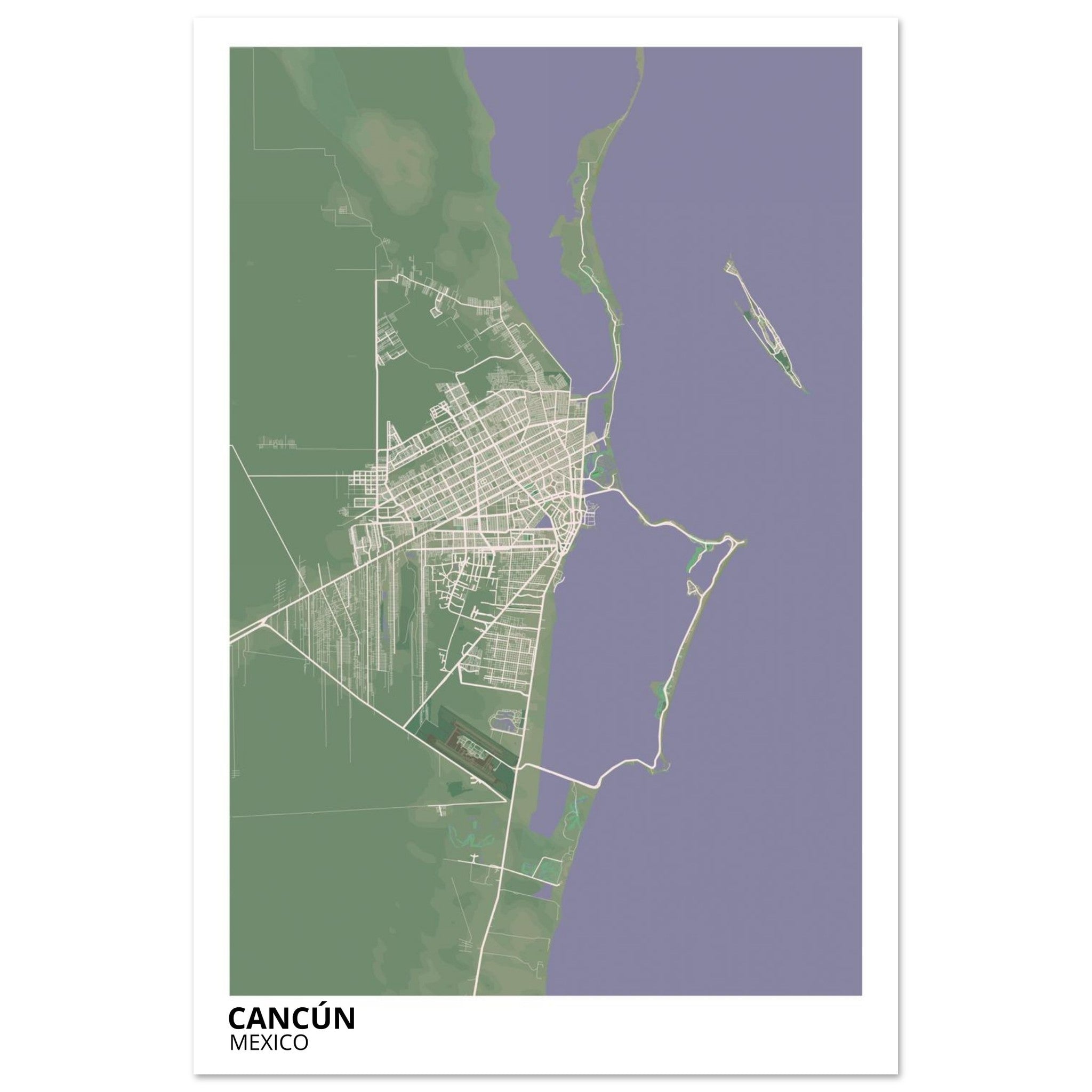 Cancun Mexico City Map Poster | Custom Map Art Print - Ink And Atlas