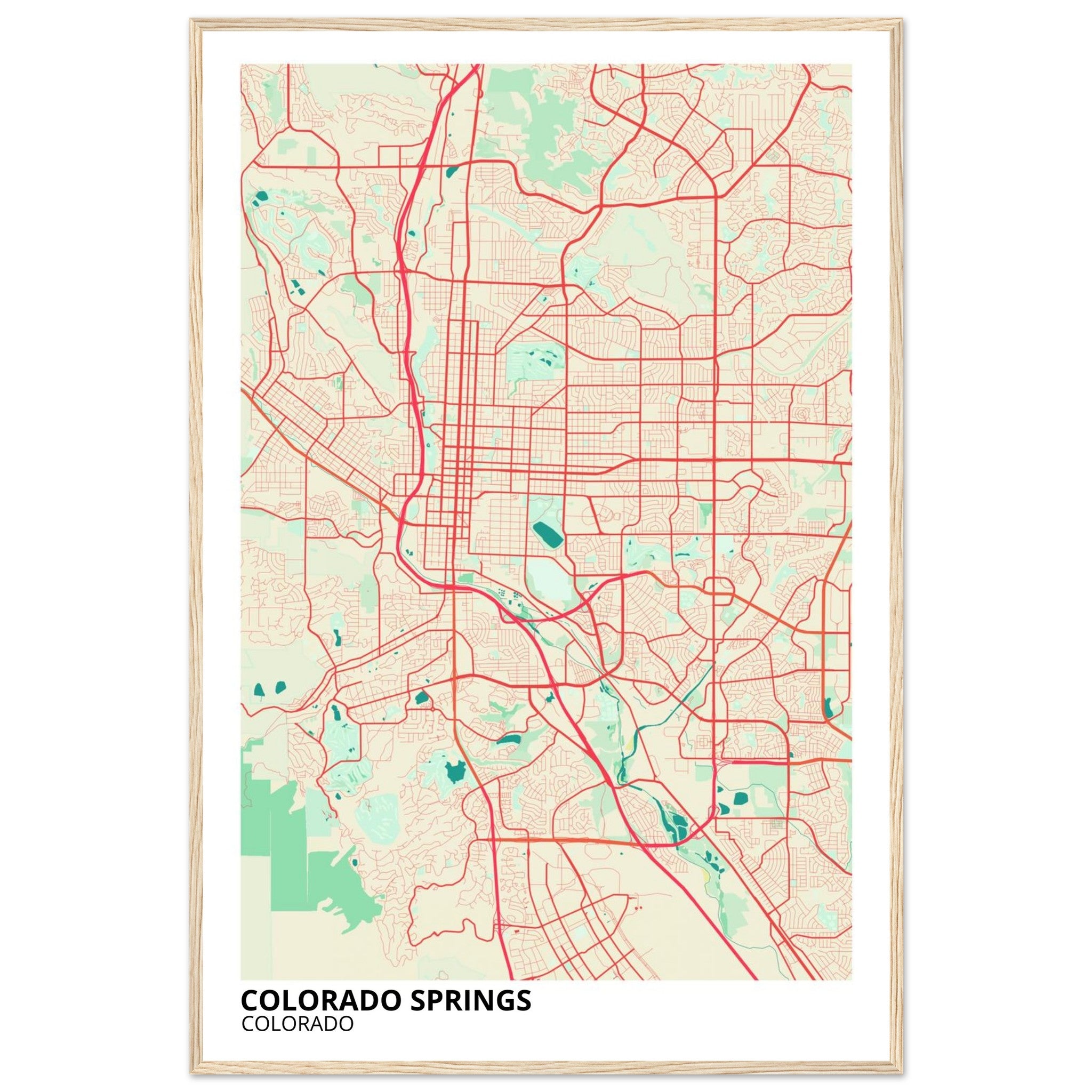 colorado springs map poster print