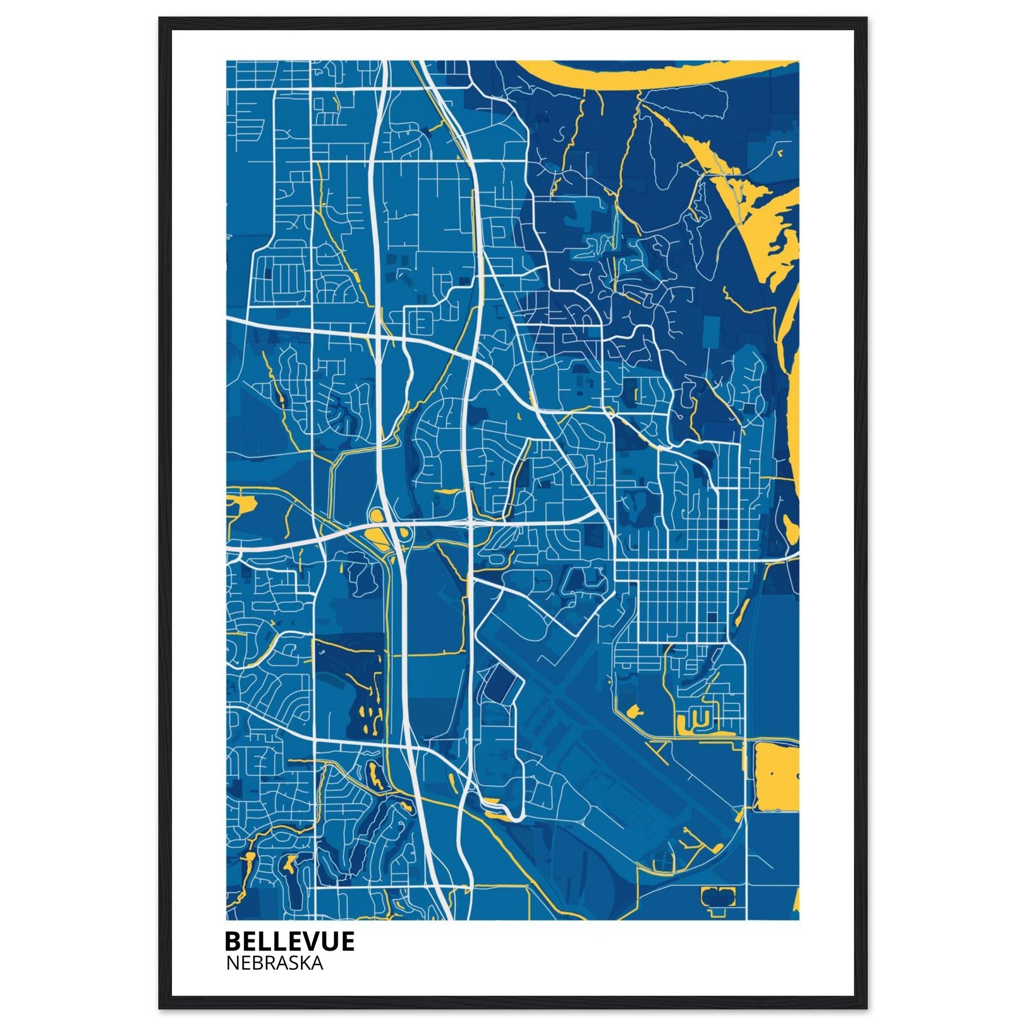 Bellevue Nebraska City Map Poster | Custom Map Art Print - Ink And Atlas