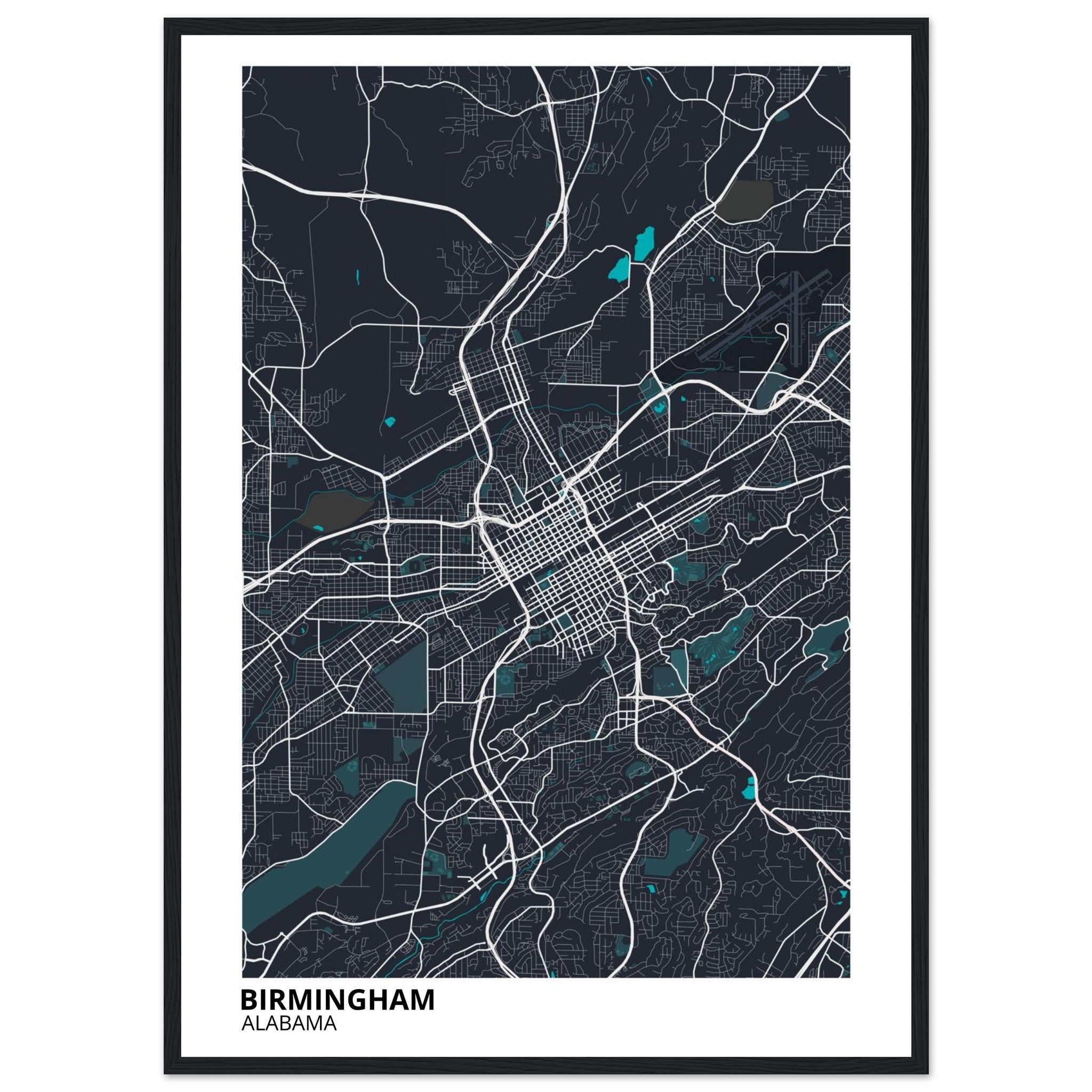 birmingham map poster print