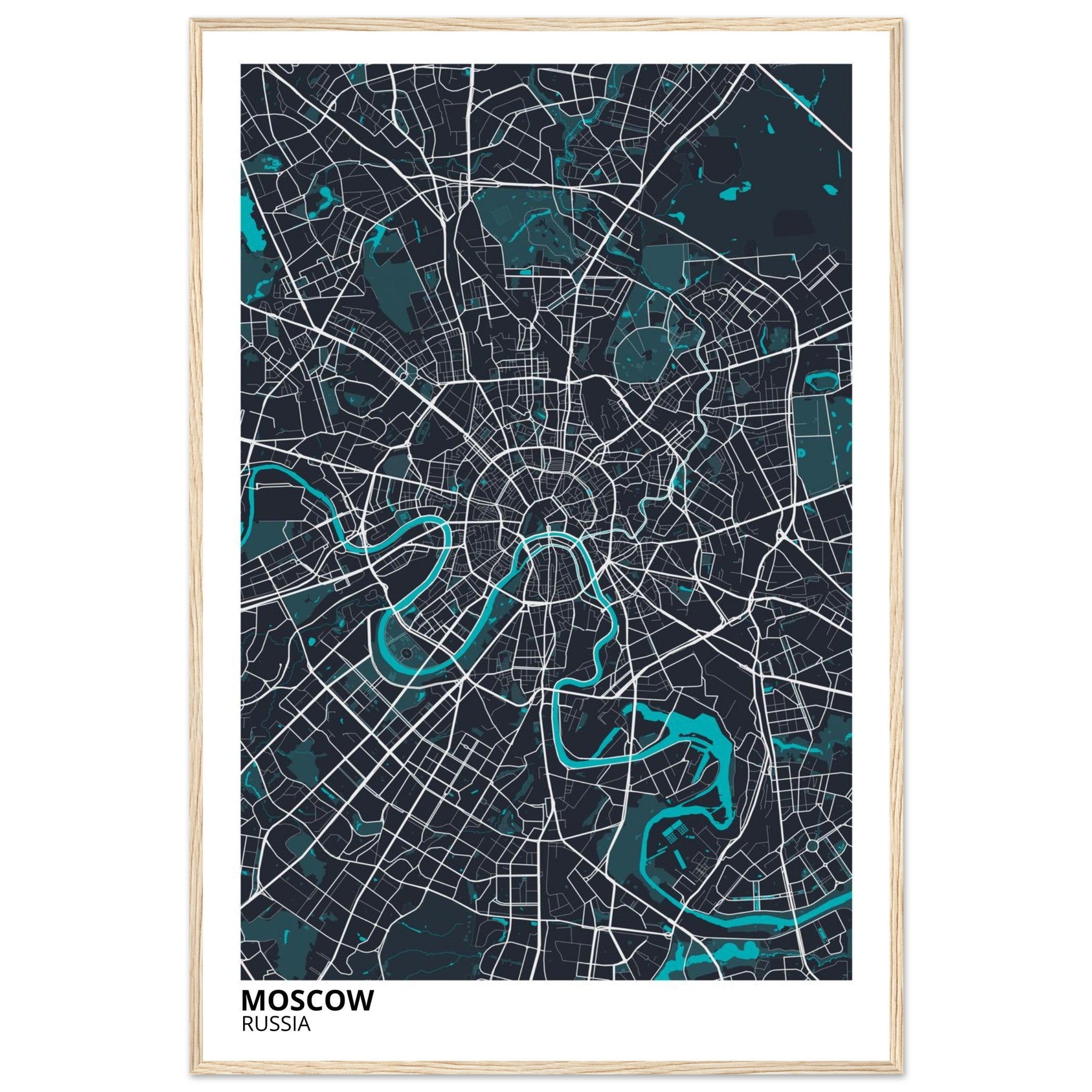 moscow russia map poster print