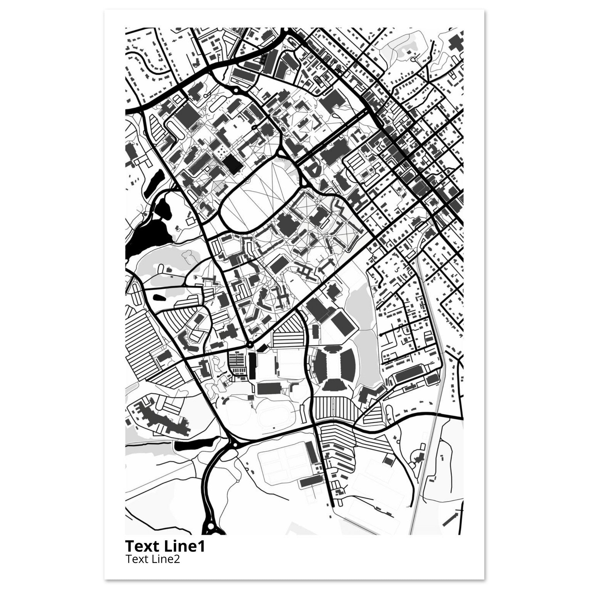 Virginia Tech Campus Map Poster | Graduation Gift - Ink And Atlas