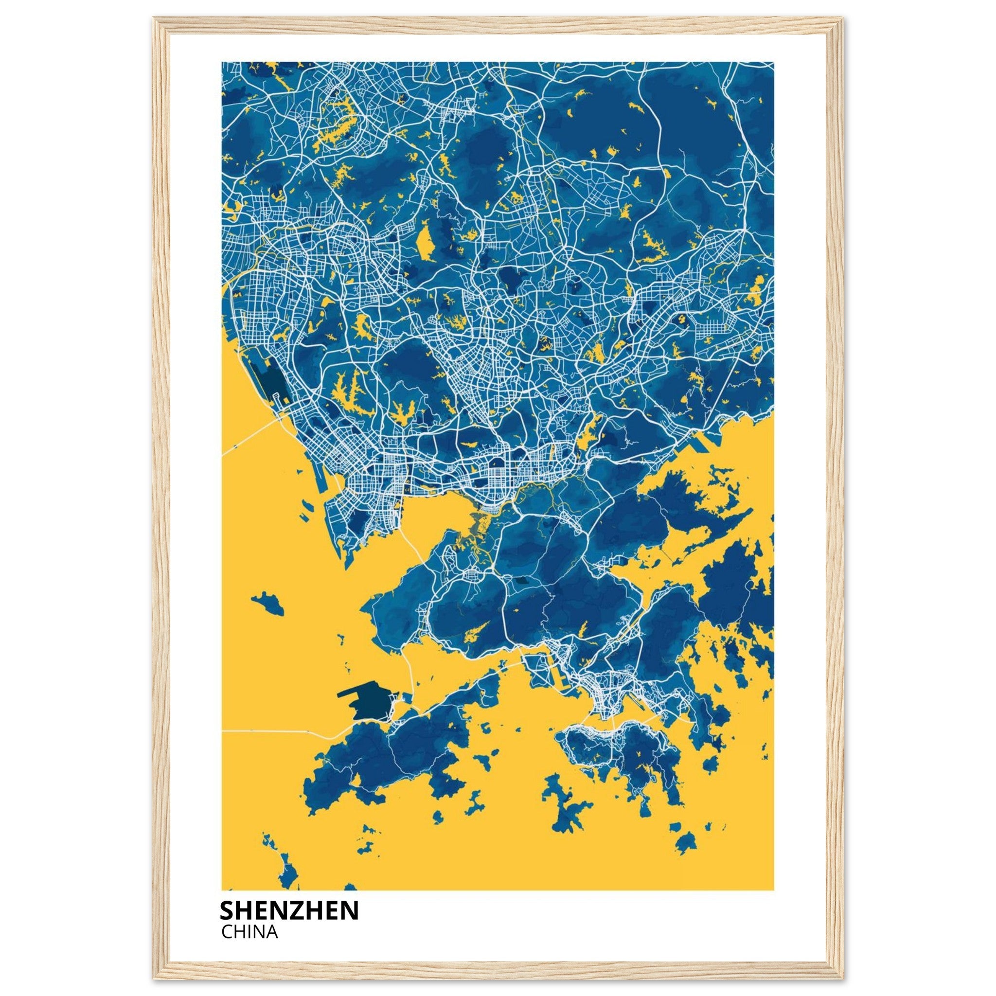 shenzhen china map poster print