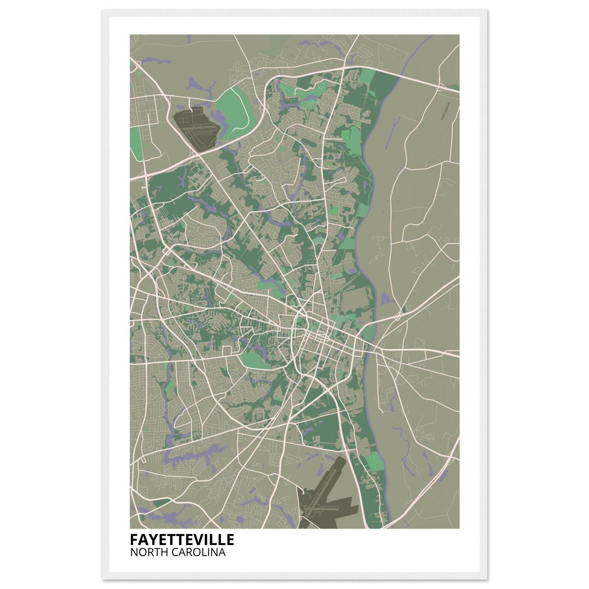 Fayetteville North Carolina City Map Poster | Custom Map Art Print - Ink And Atlas