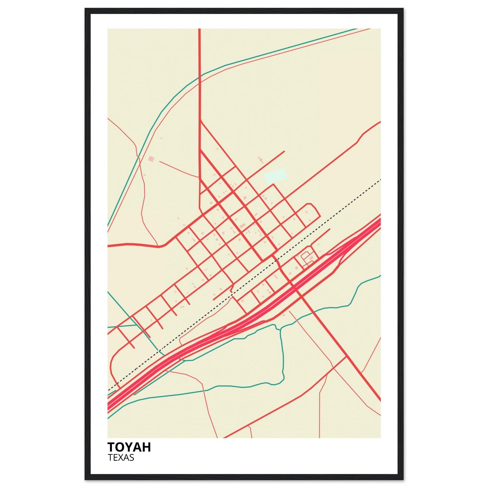 Toyah Texas City Map Poster | Custom Map Art Print - Ink And Atlas