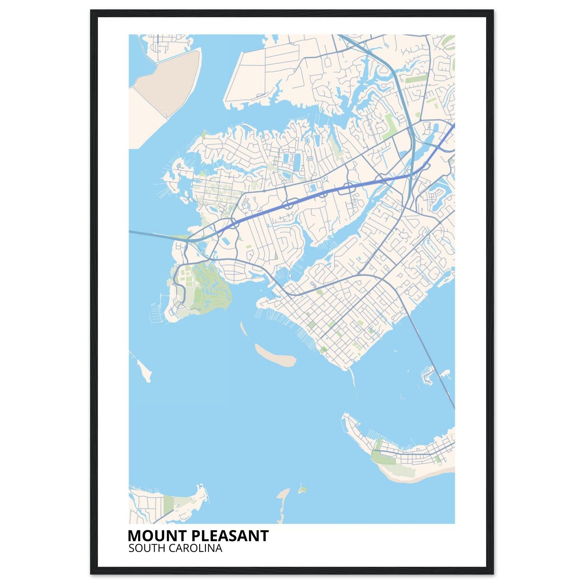 Mount Pleasant South Carolina City Map Poster | Custom Map Art Print - Ink And Atlas