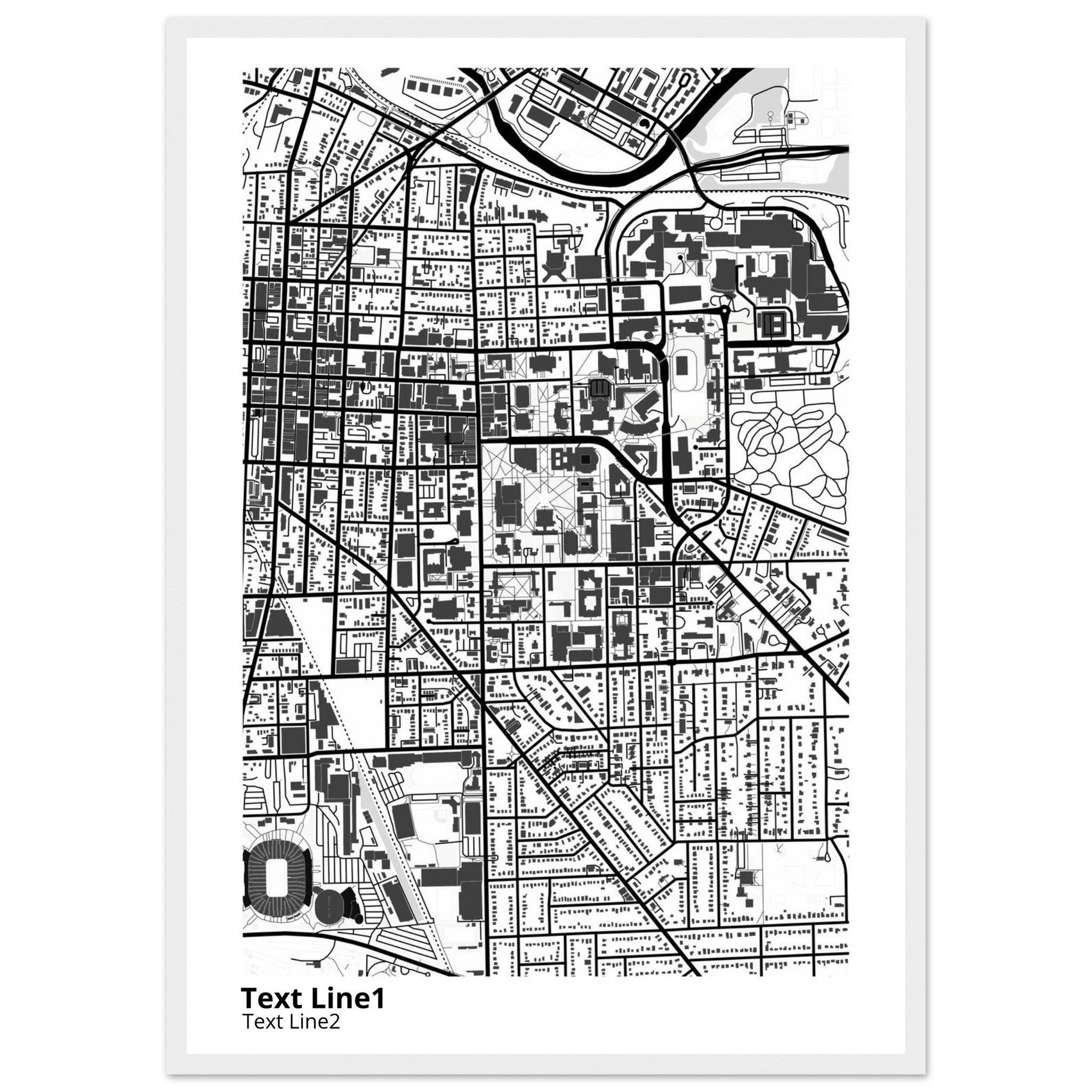 university of michigan ann arbor campus map poster
